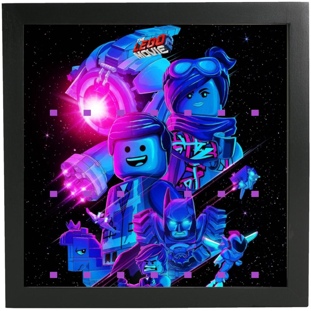 Lego Movie 2 Minifigure Display Frame - Galaxy Themed Collectible Showcase for Lego Minifigures - Perfect for Home Decor, Office Display & Lego Collections