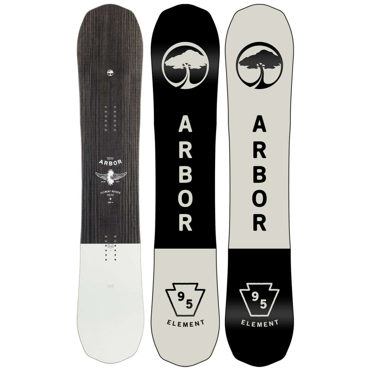 Arbor Element Rocker Snowboard 2023 - All-Mountain Freestyle Snowboard for Men & Women | Perfect for Powder, Park & Freeride | Durable Construction & Smooth Ride