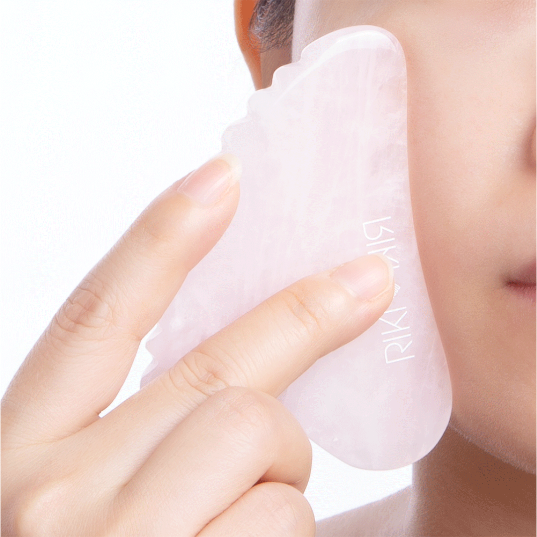 RIKI Facial Gua Sha & Acupressure Massage Tool Kit - Natural Jade Stone & Rose Quartz for Lymphatic Drainage, Anti-Aging, and Relaxation - Perfect for Skincare Routine & Self-Care at Home