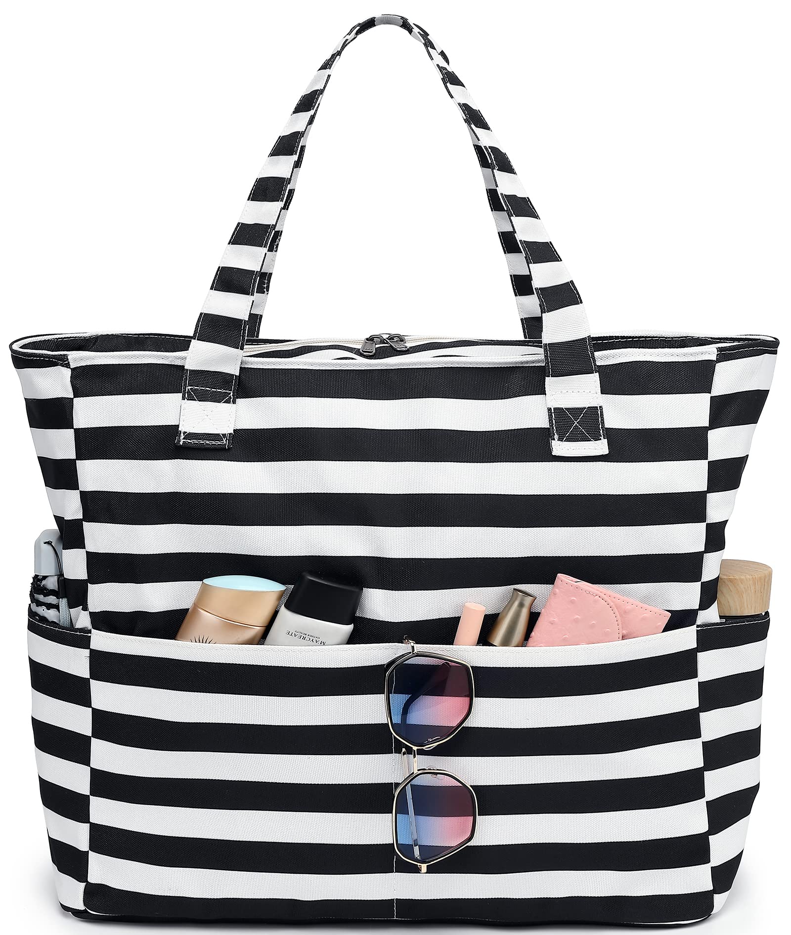 Waterproof & Sandproof Beach Tote Bag for Women - Large Zippered Pool Bag with Wet Pocket - Perfect for Gym, Grocery Shopping, Travel & Beach Days