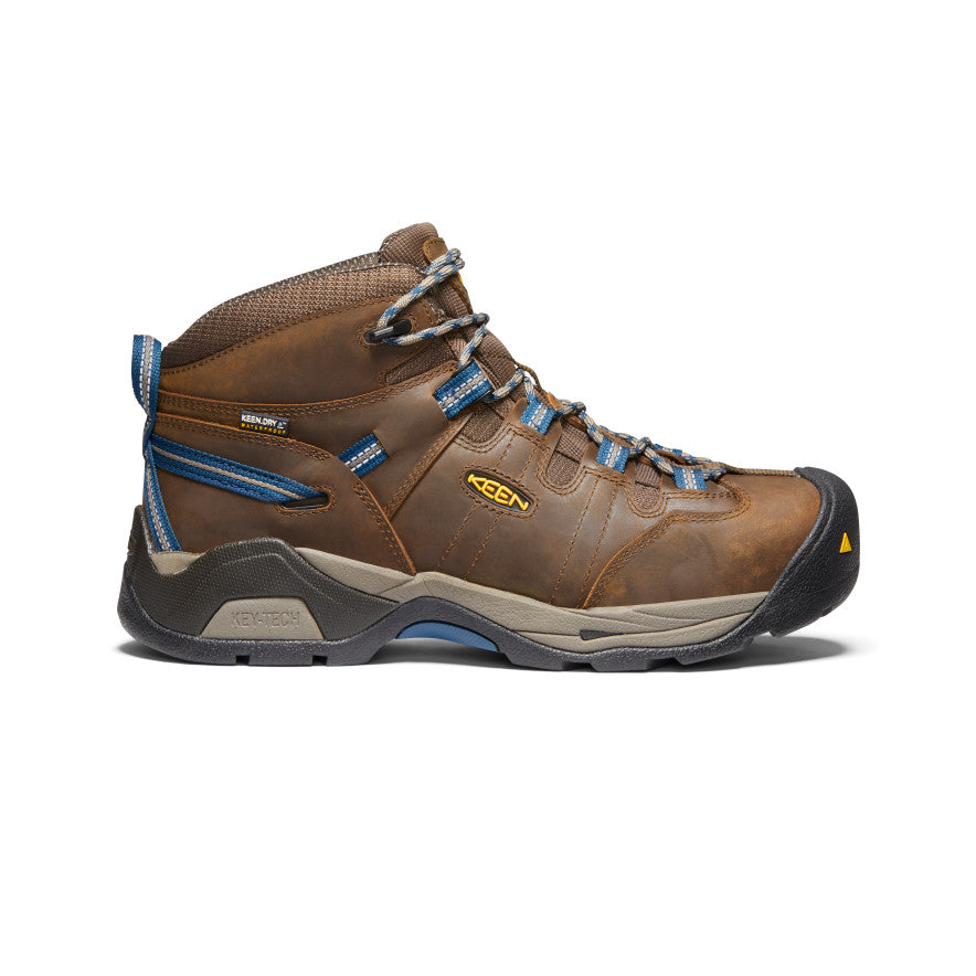 Men's Detroit XT Steel Toe Waterproof Work Boots - Cascade Brown/Orion Blue | Heavy Duty Construction, Outdoor Safety Shoes for Hiking, Work & Industrial Use