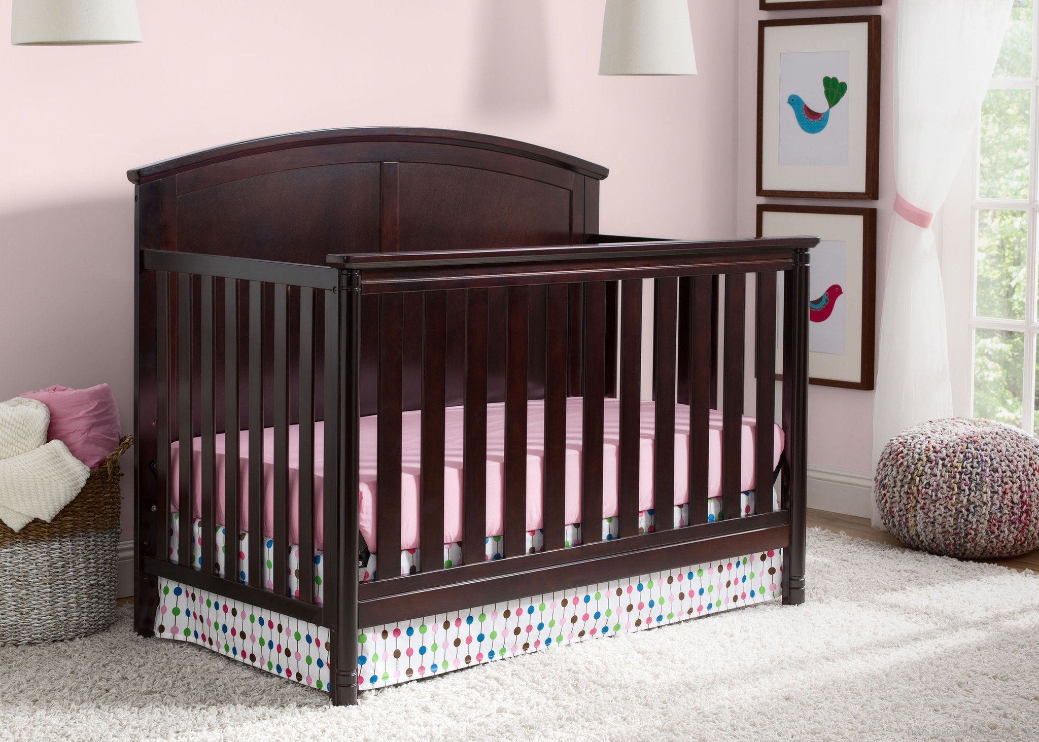 Somerset 4-in-1 Convertible Baby Crib with Toddler Bed, Daybed & Full-Size Frame - Perfect for Nursery, Bedroom & Growing Kids