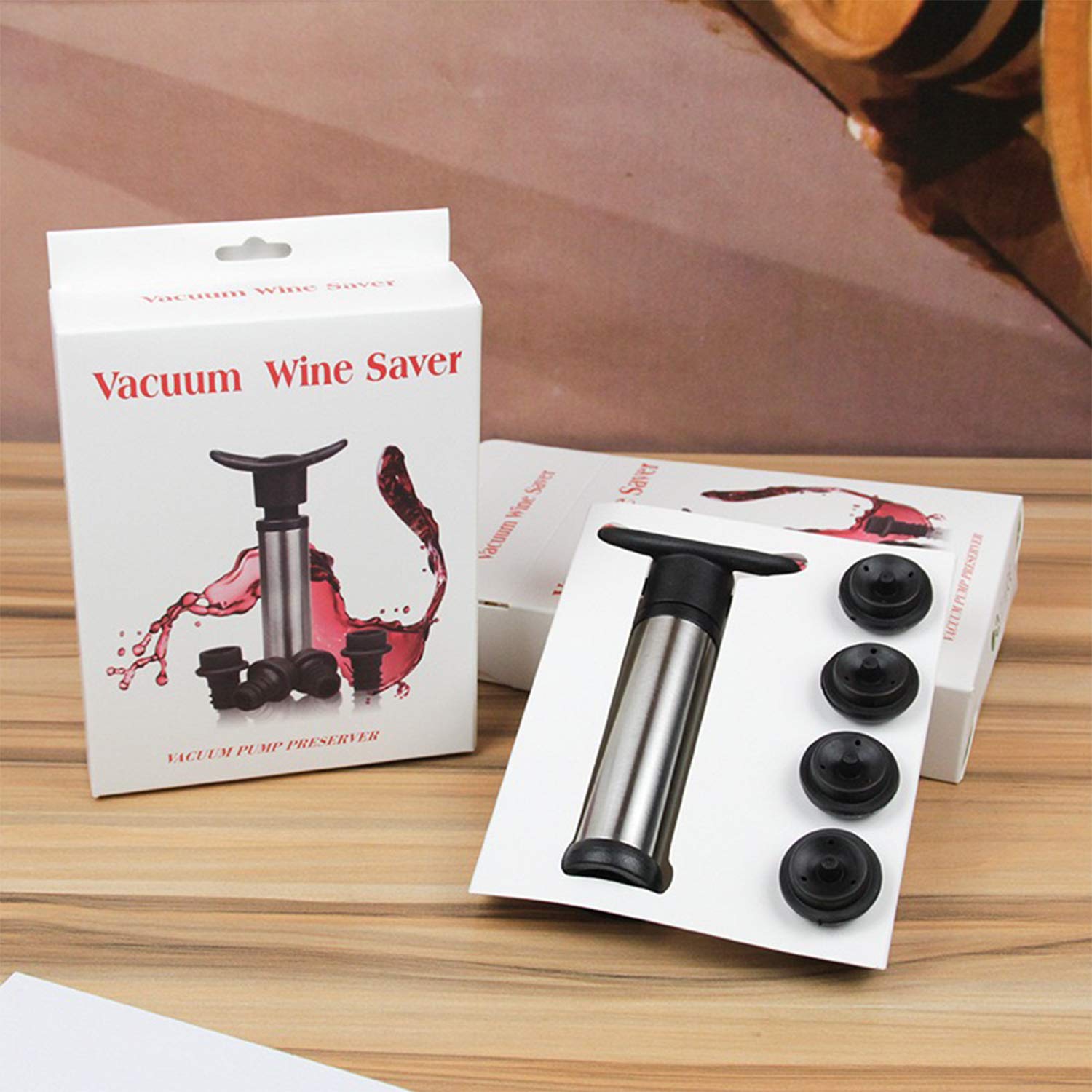 GOWITA Stainless Steel Vacuum Wine Pump with 4 Wine Bottle Stoppers - Preserve Wine Freshness for Up to 7 Days | Wine Preservation System for Red, White & Sparkling Wines | Perfect for Home Bars, Parties & Wine Enthusiasts