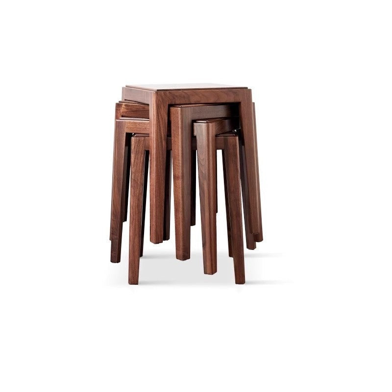 Premium Black Walnut Solid Wood Folding Stool - Modern Handcrafted Bar Stool for Kitchen Island, Dining Room & Home Decor | Space-Saving Design for Small Spaces