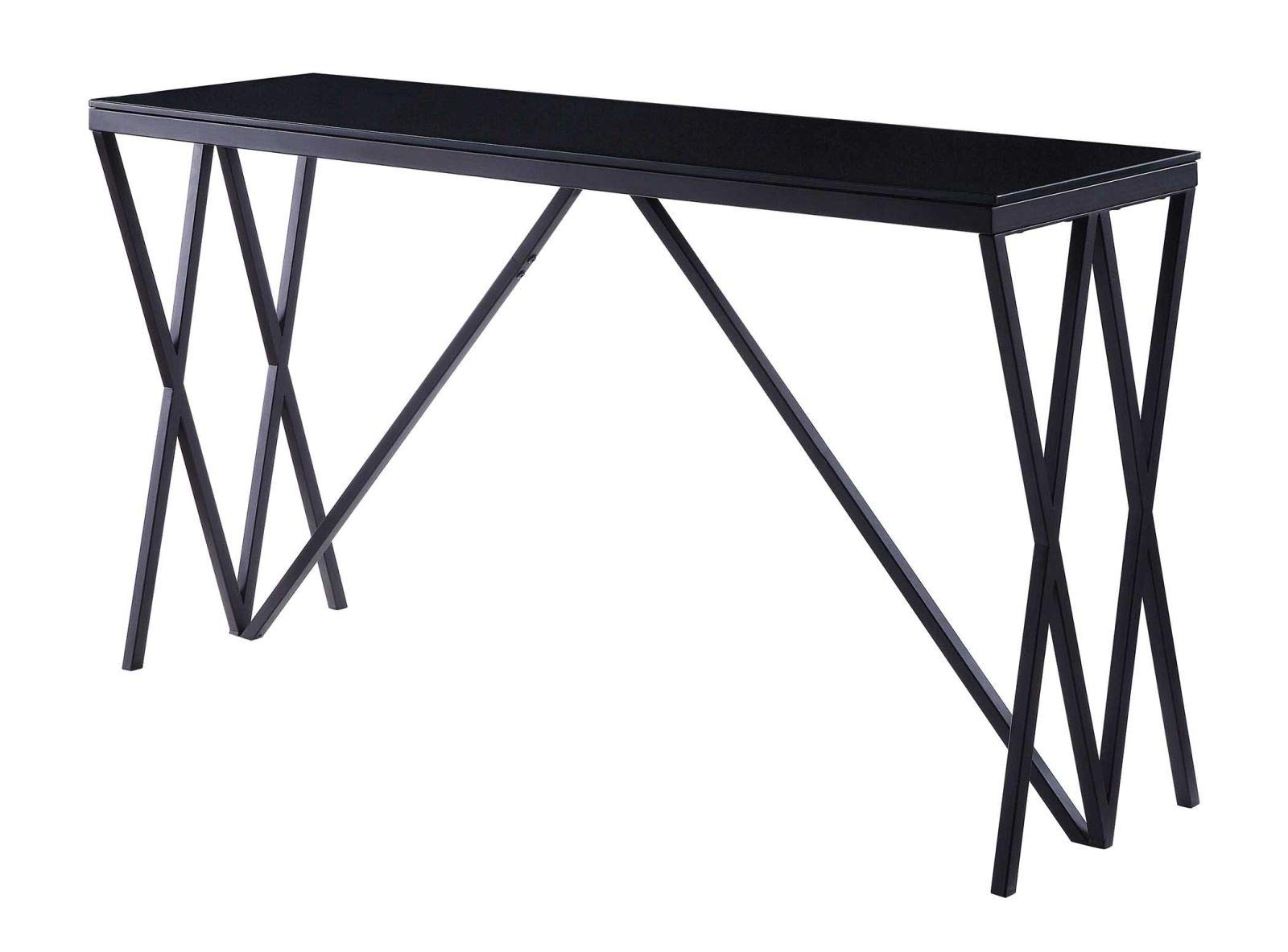 TITA-DONG Modern Magenta Sofa Table with Black Frame & Tempered Glass Top - Stylish End Table for Living Room, Bedroom, or Office (Model 87157) - Perfect for Holding Lamps, Books, and Decor