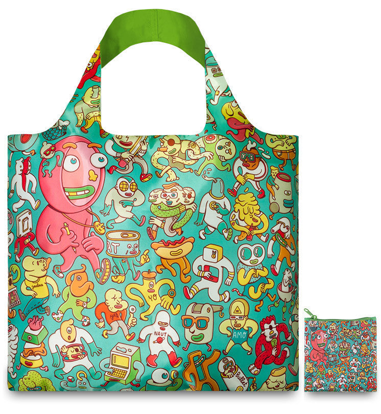 LOQI Tote Bag ARTISTS Collection by BROSMIND - Reusable Shopping Bag with Unique Art Prints - Perfect for Groceries, Beach, Work & Travel