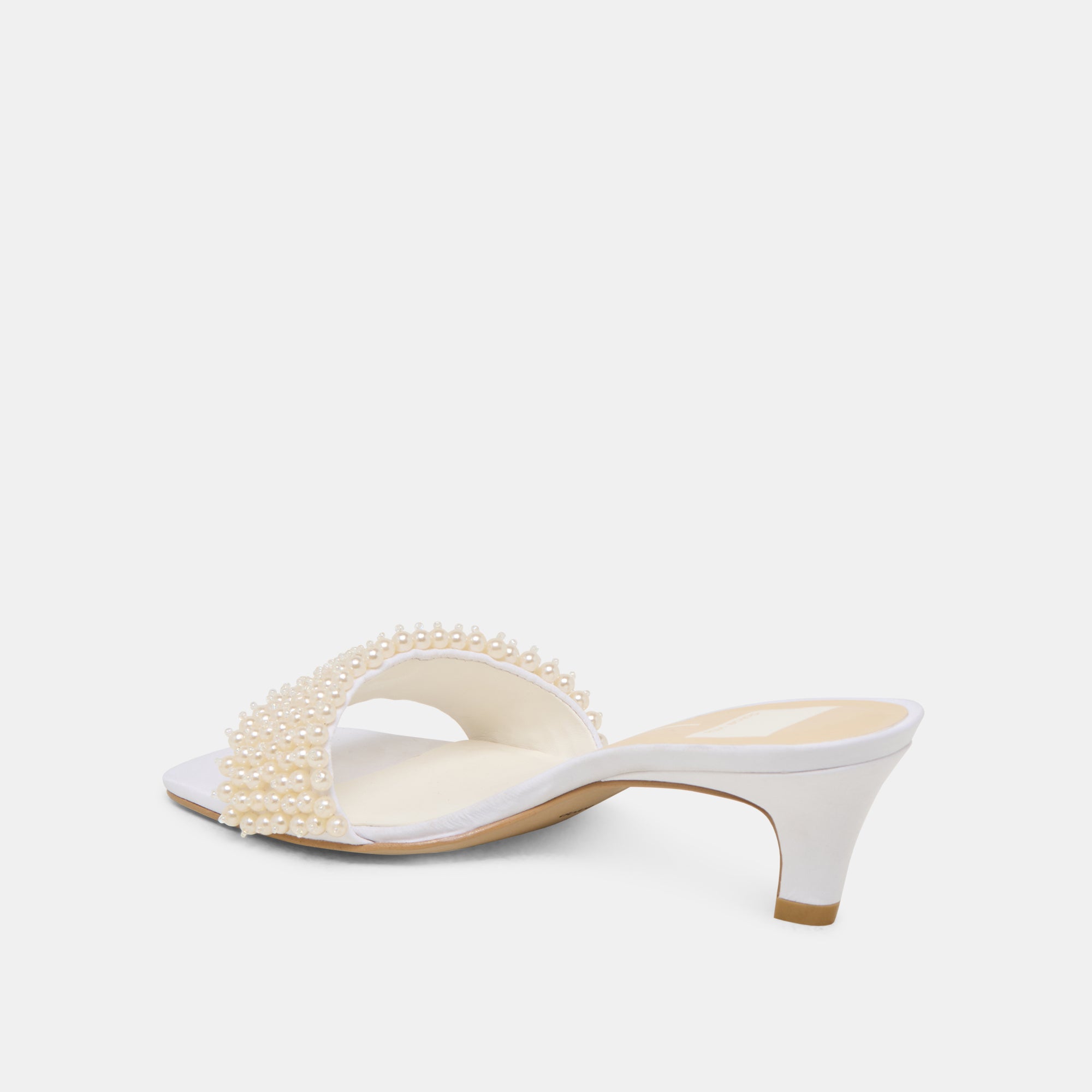 REXA PEARL HEELS - Off White Satin Women's High Heels for Weddings, Parties & Special Occasions