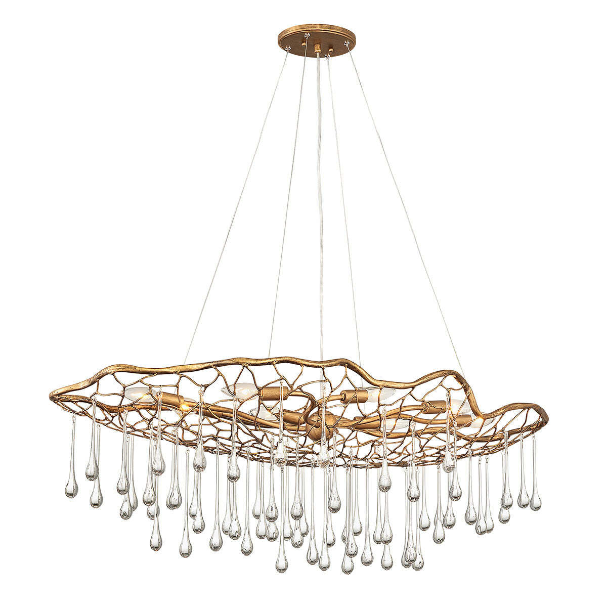 Anette 4/6/8Lt Crystal Pendant Light Fixture in Brushed Gold - Elegant Dining Room & Living Room Chandelier Lighting