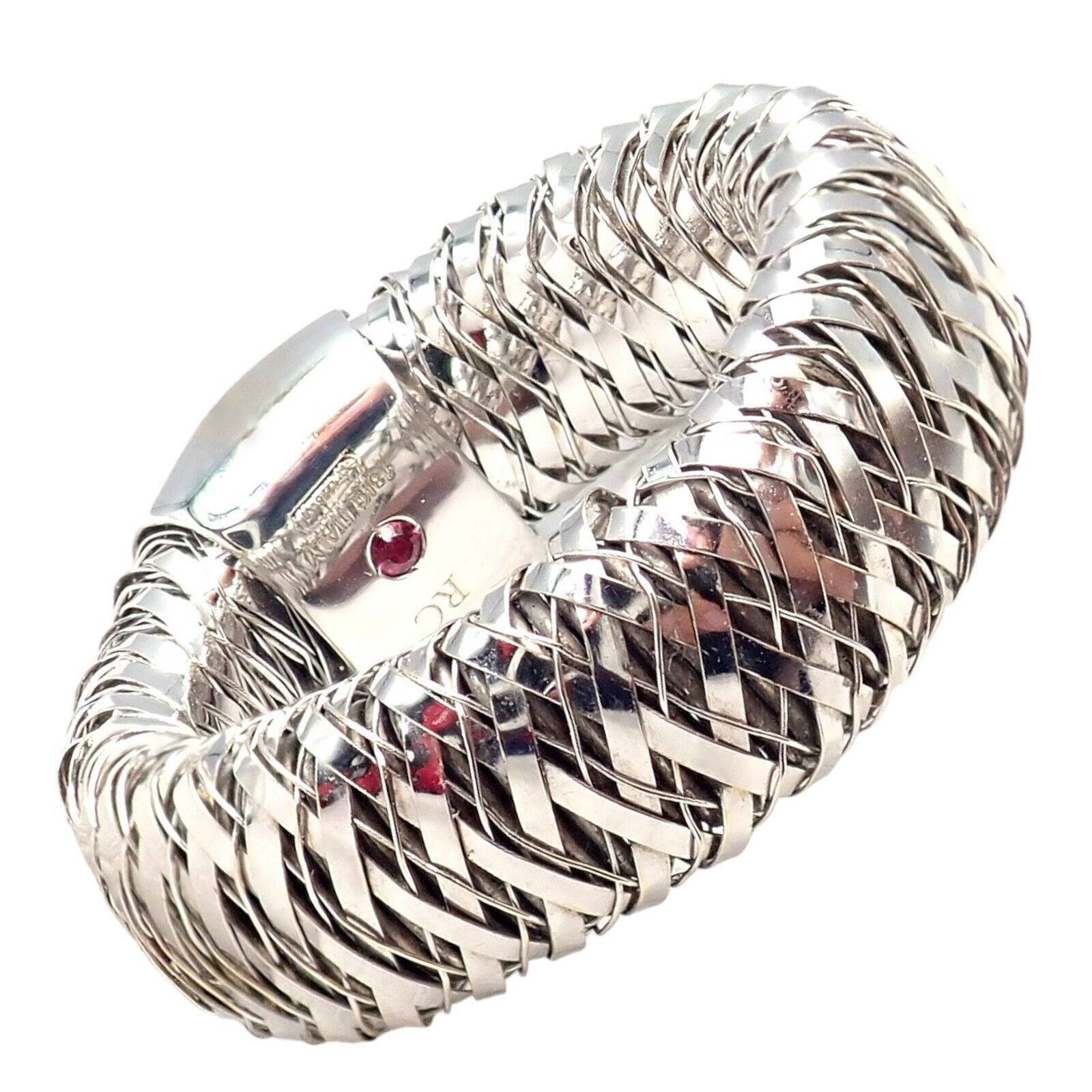 Authentic Roberto Coin Primavera 18K White Gold Diamond Flexible 10mm Ring - Elegant Jewelry for Weddings, Anniversaries & Special Occasions