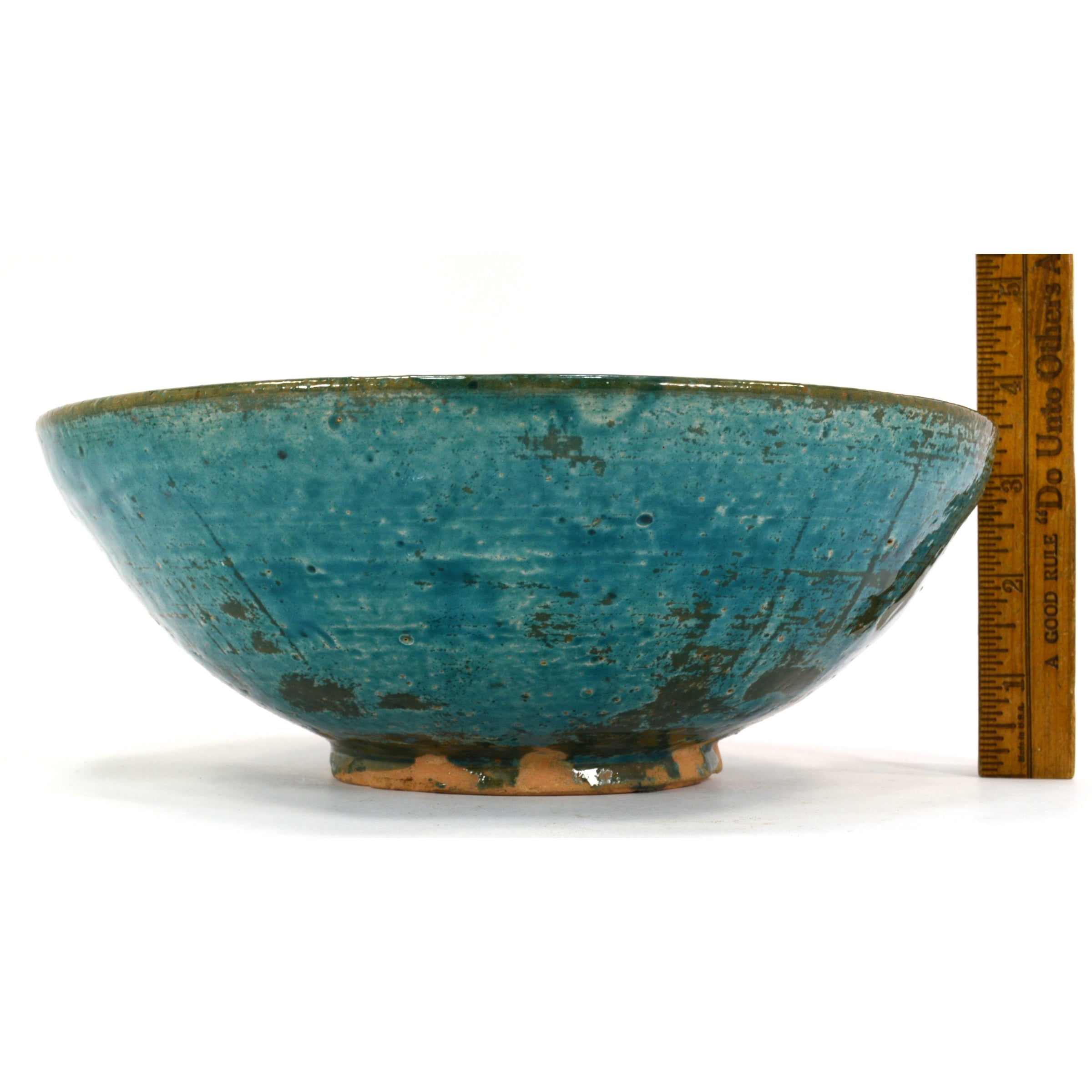 Antique Islamic Wheel-Thrown Glazed Pottery Bowl - 12th to 17th Century Persian Turquoise Ceramic - Perfect for Home Decor, Table Centerpiece & Art Collection