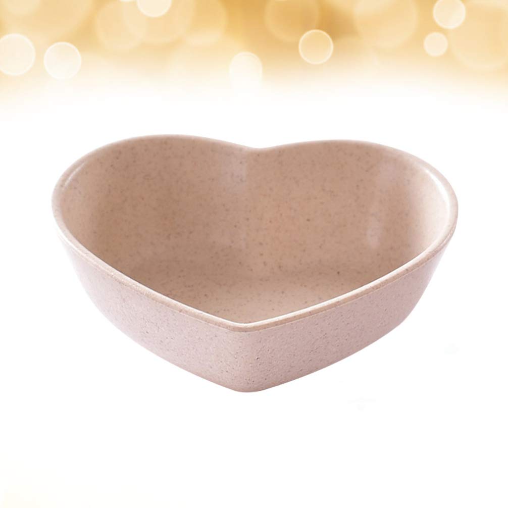 DOITOOL 4-Piece Small Heart-Shaped Saucer Plates Set - Eco-Friendly Wheat Straw Mini Sauce Dishes for Sushi Soy Dipping, Condiments, Jam, Snacks - Perfect for Home, Restaurants & Party Serving (Beige)