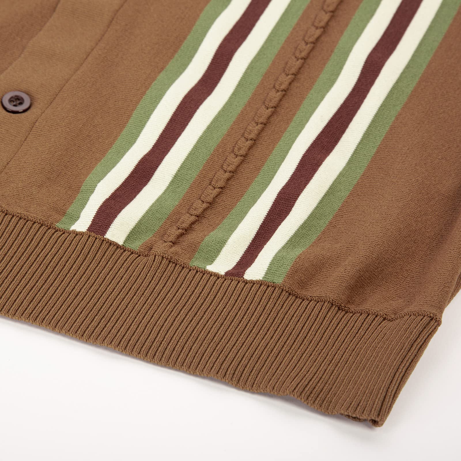 Vintage Striped Men's Polo Shirt - PJ PAUL JONES Button Down Knitted Golf Shirt for Casual Wear & Sports Activities
