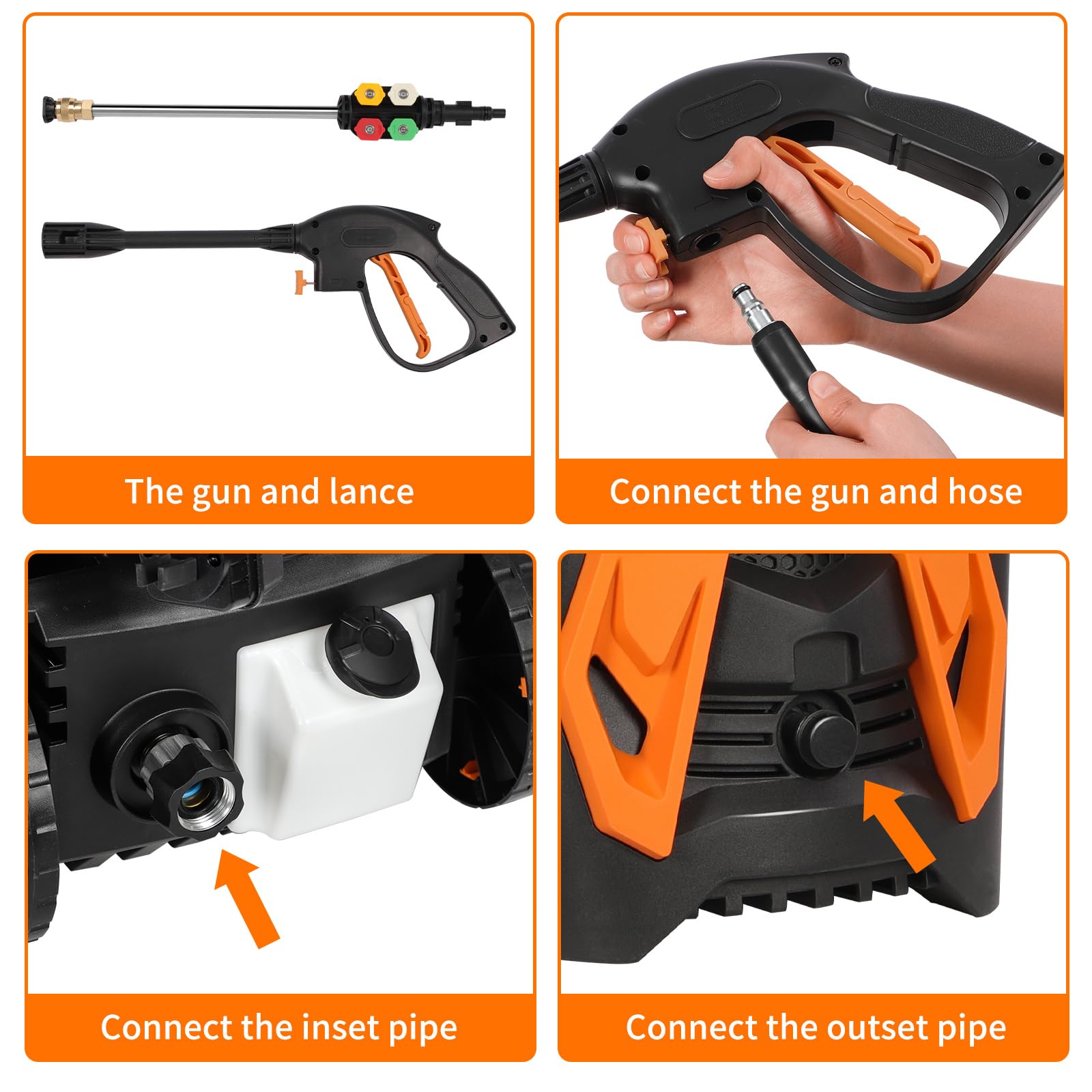 Fazil 4000 PSI 2.8 GPM Electric Pressure Washer with 5 Quick Connect Spray Nozzles - Powerful Power Washer for Cleaning Cars, Floors, Walls, Driveways, Outdoor Furniture, Patios & Gardens - Ideal for Home, Garage, and Commercial Use