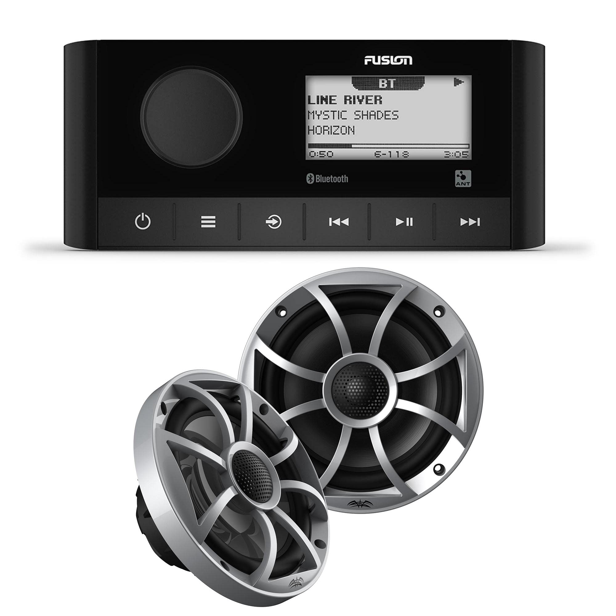 Fusion MS-RA60 Marine Stereo System with Wet Sounds OE-65ic-S 6.5