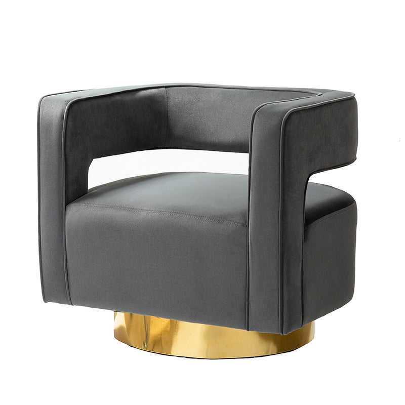 Agata Velvet Swivel Barrel Armchair - Modern Velvet Accent Chair with 360° Rotation for Living Room, Bedroom & Office