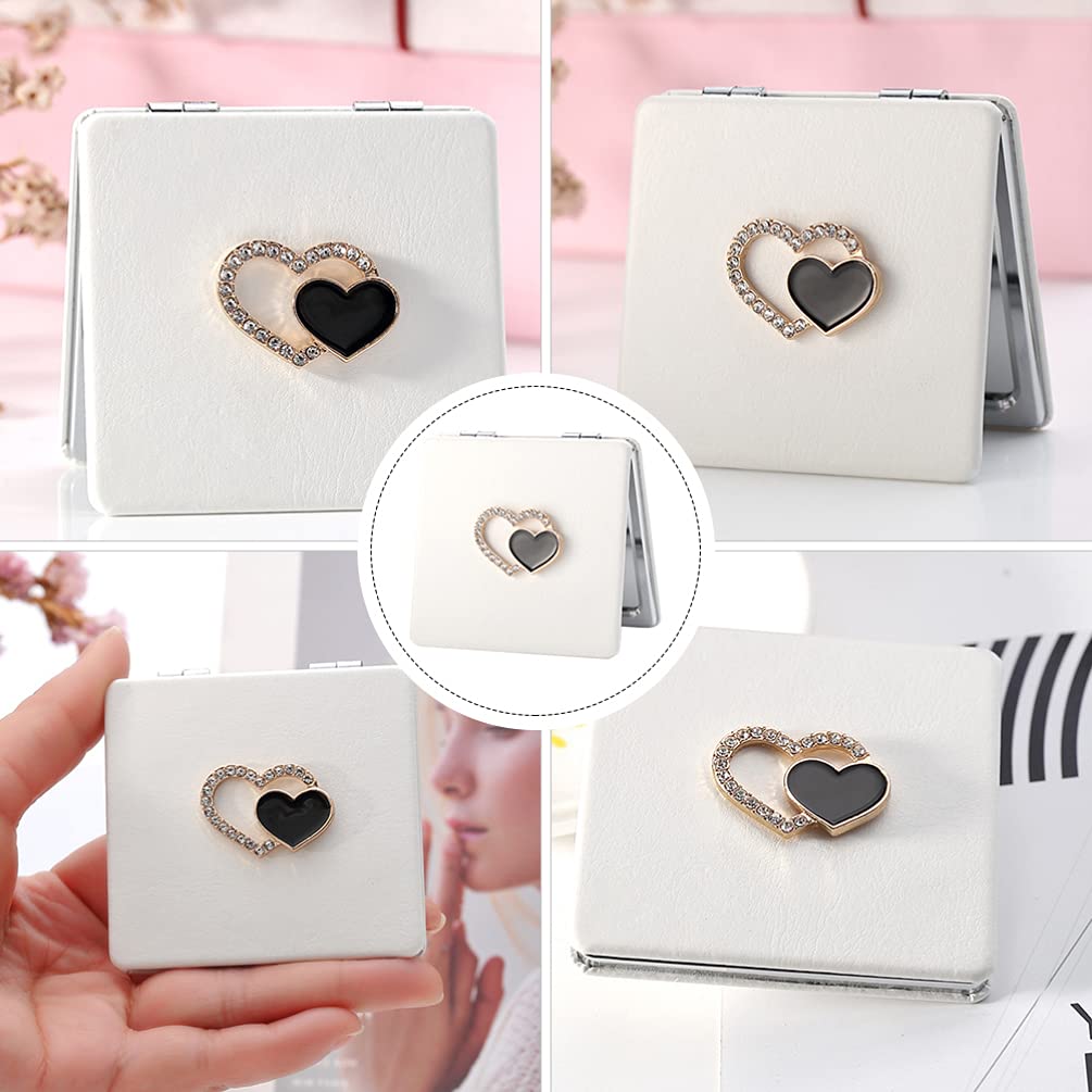 OSALADI Compact Travel Makeup Mirror - Mini Folding PU Leather Cosmetic Mirror with Double-Sided Design, Handheld Pocket Mirror for Women & Girls - Perfect for Travel, Purse & Daily Makeup Touch-Ups