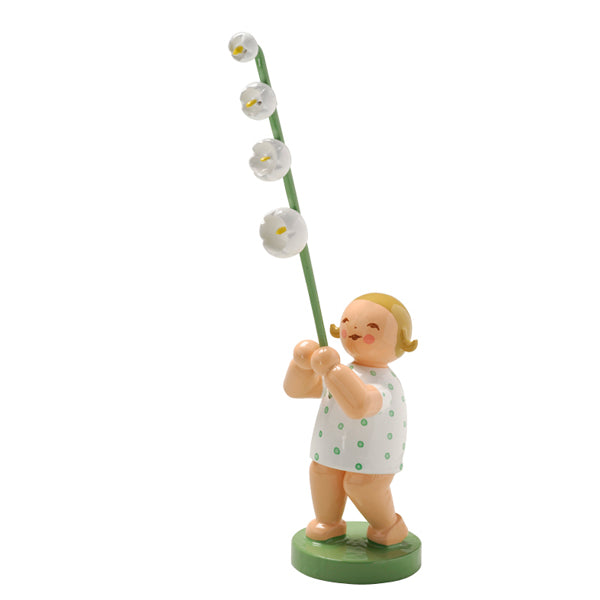 Wendt & Kuhn Girl with Lily of the Valley Handcrafted Wooden Figurine - Perfect for Home Decor, Gift Giving & Collectibles