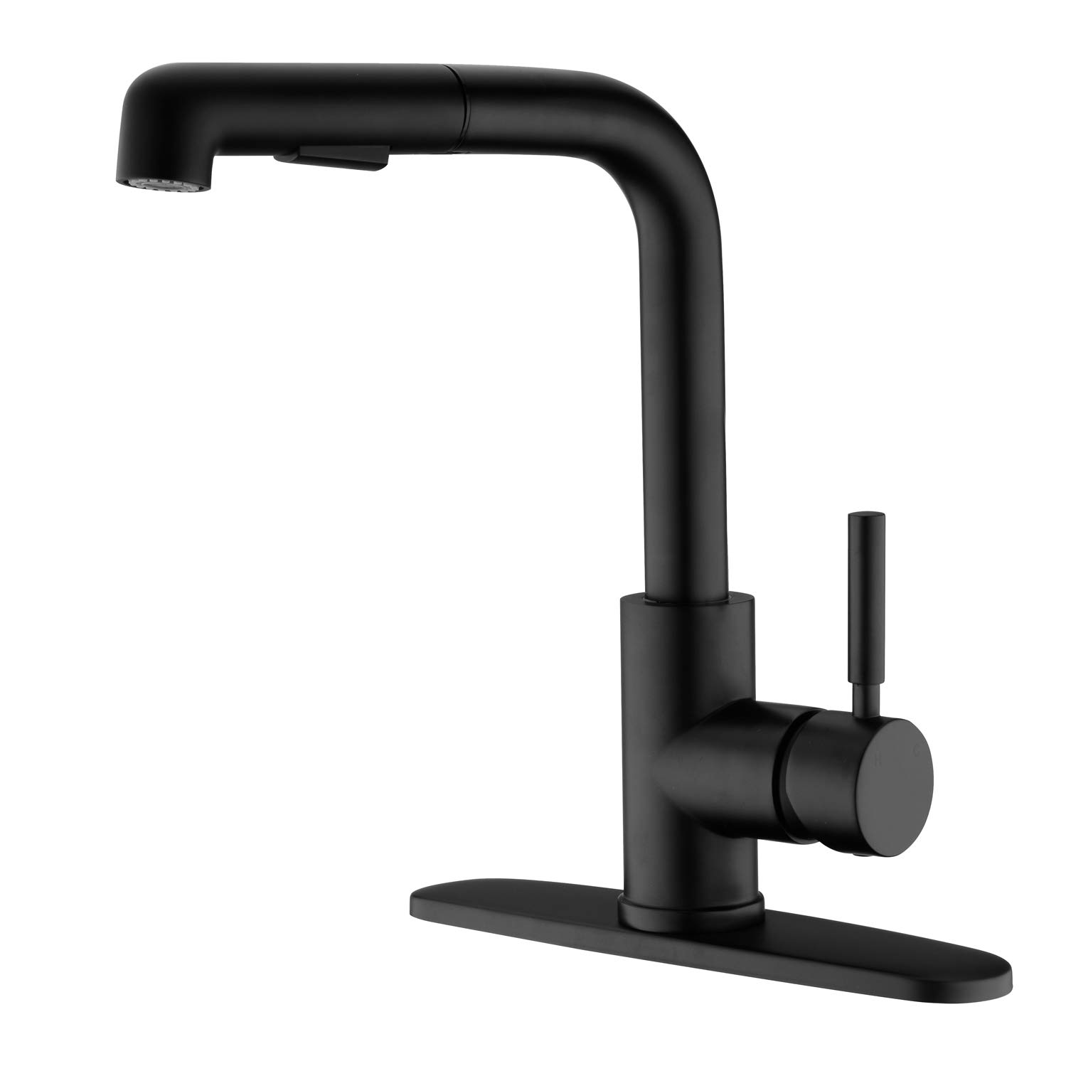 Pirooso 20-inch Black Magnetic Pull Down Kitchen Faucet with Sprayer - 2 Function Spray Settings, Single Handle Design with Deck Plate - Perfect for Modern Kitchens & Easy Dishwashing