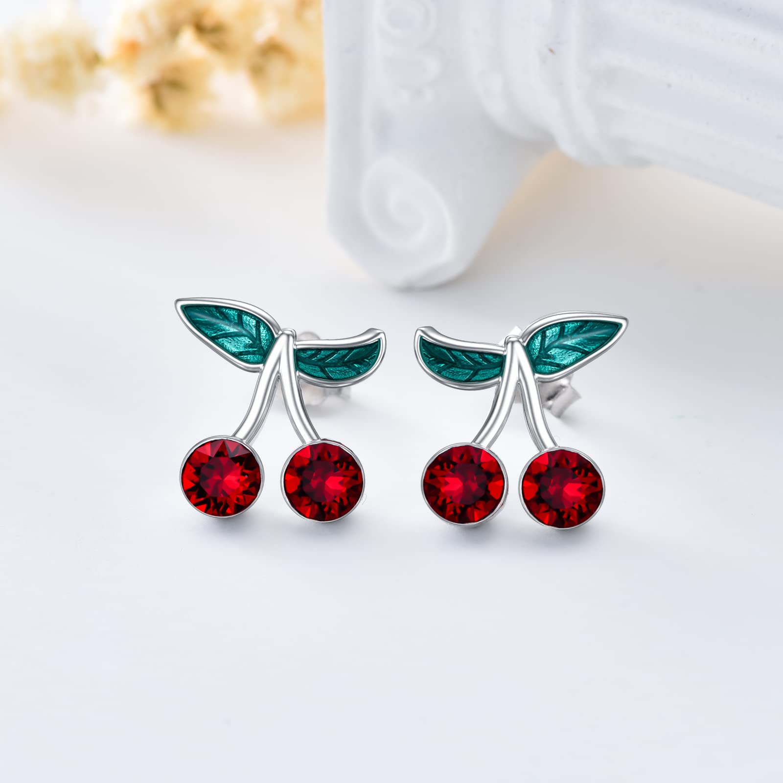 Sterling Silver Fruit Stud Earrings - Cherry, Lemon, Watermelon, Pineapple, Strawberry, Mushroom, Cheese, Cupcake & Donut Designs | Hypoallergenic Jewelry Gifts for Women & Girls | Perfect for Everyday Wear, Parties & Gift Giving