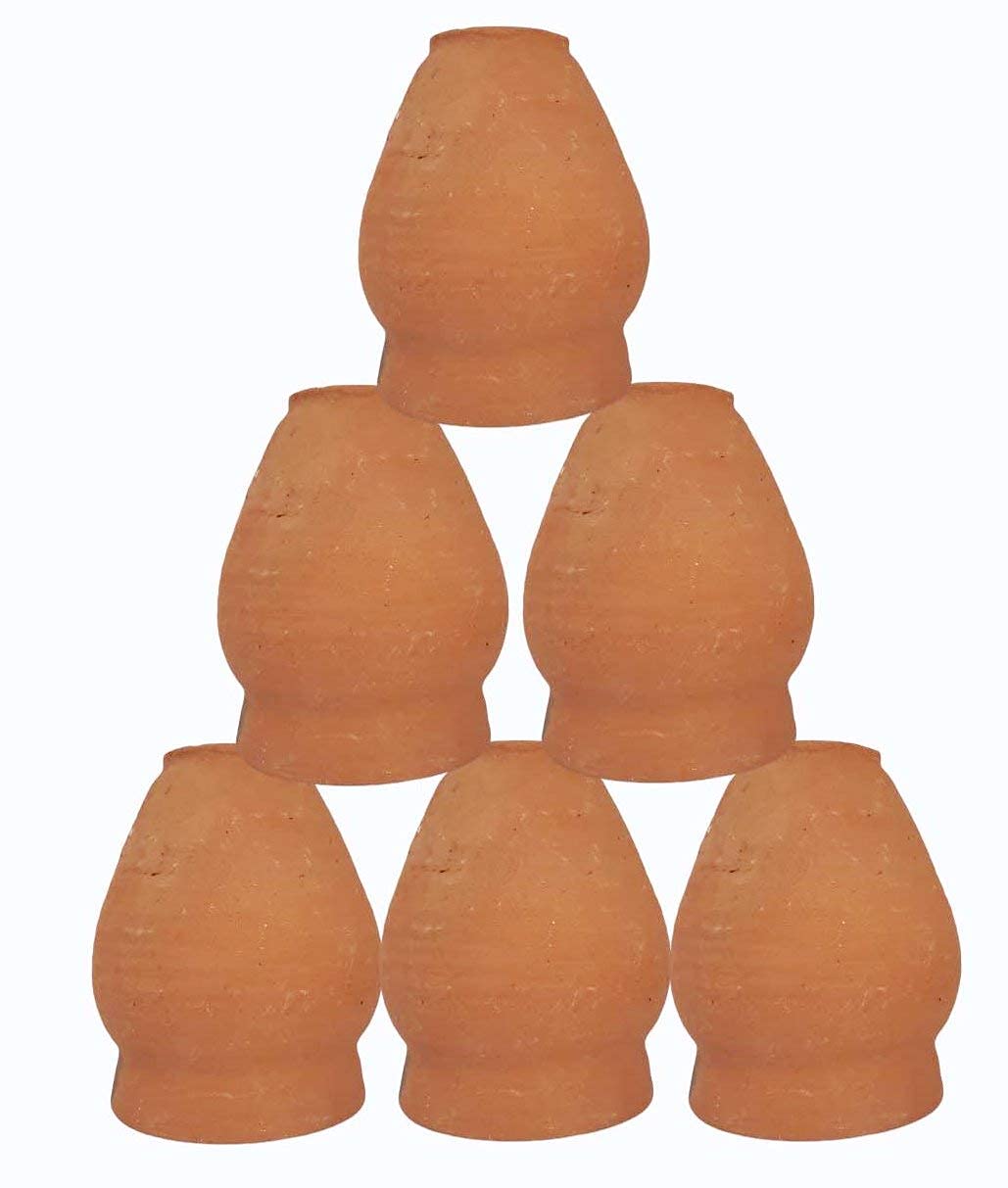 DSOM Good Luck Clay Drinking Glasses Set of 8 - 4.2 Inch Round Ceramic Cups for Milk, Tea, Coffee & Juice - Perfect for Home, Restaurant & Gift Giving