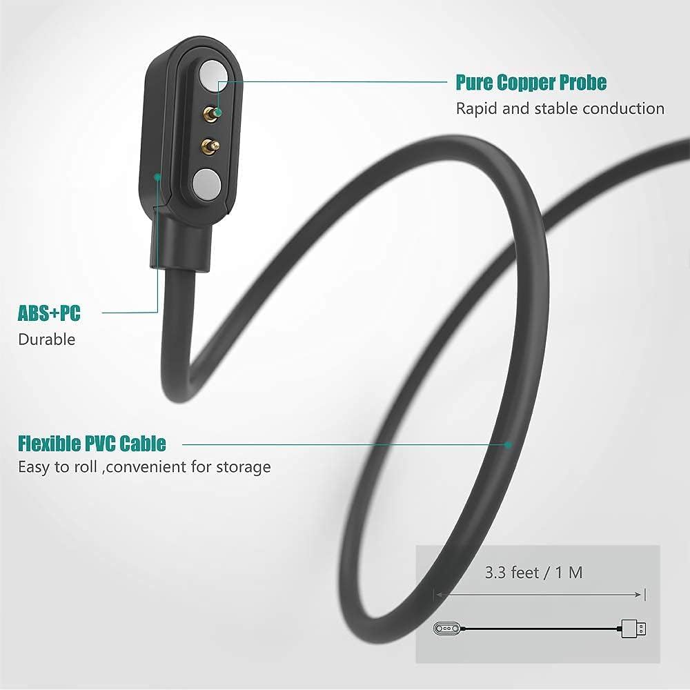 Lamshaw Magnetic USB Charging Cable Replacement for CANDYDOG Dog Bark Collar - Black (2-Pack) | Fast Charging Pet Training Device Accessory | Perfect for Home, Travel & Outdoor Use