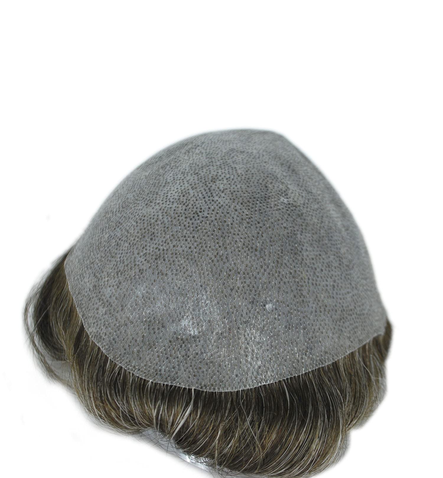 Dark Brown Mixed Grey 330 Hair Toupee for Men - Thin Skin Human Hair Replacement System - Natural Looking Hairpiece for Baldness & Thinning Hair - Perfect for Daily Wear, Work & Social Events