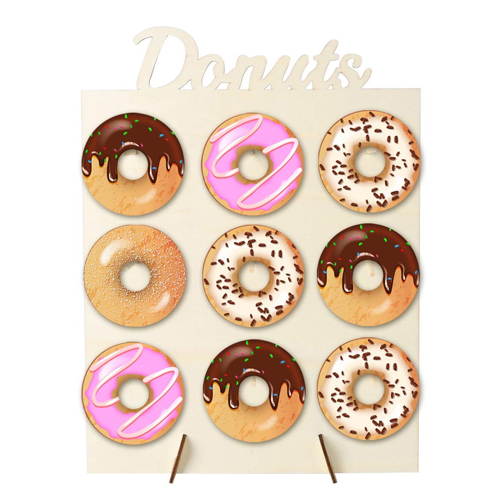Wooden Donut Wall Display Stand for Wedding, Party & Events - Elegant Doughnut Holder for Dessert Tables, Baby Showers & Birthday Decorations
