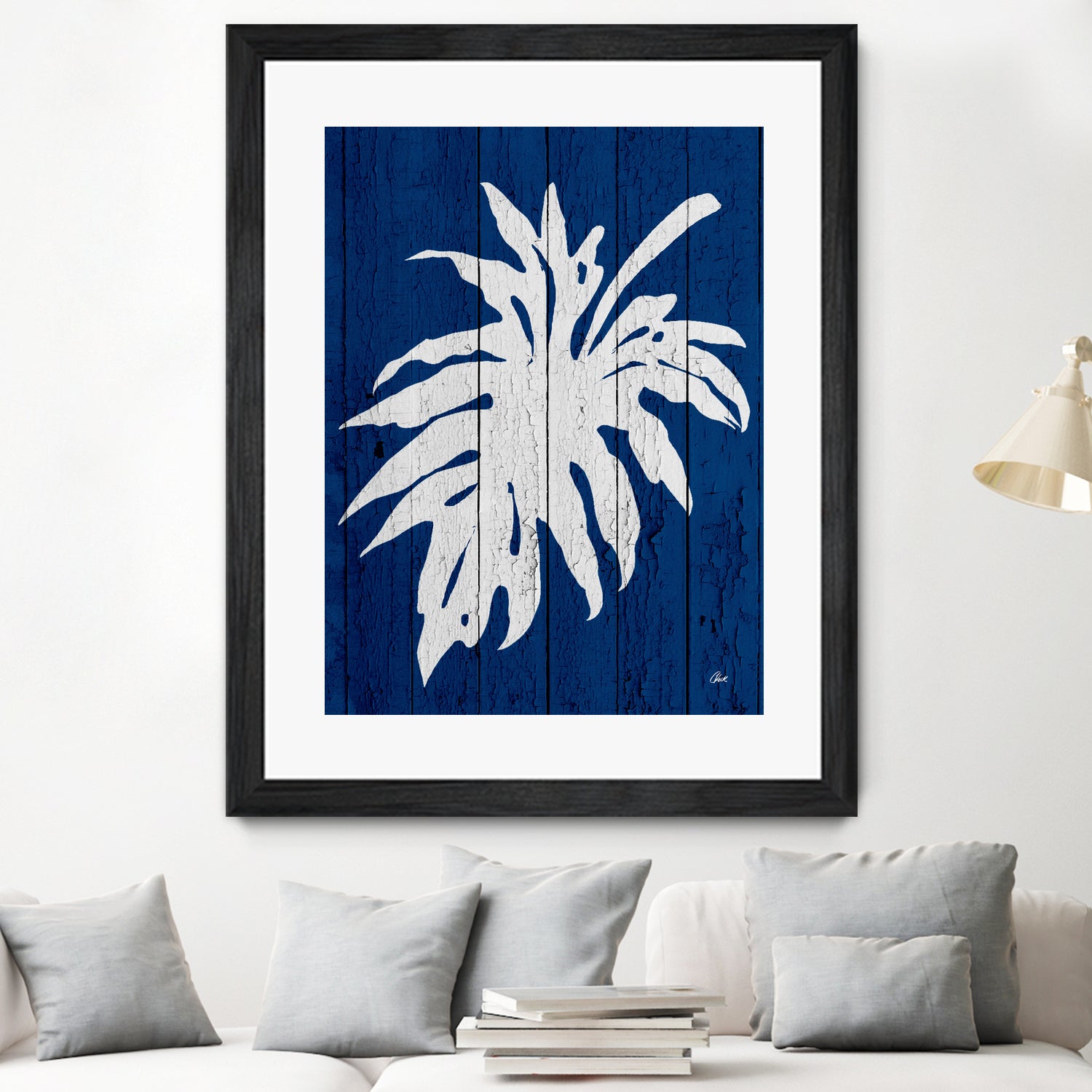 Premium Blue Nature Dark Blue Palm Print Fabric - Perfect for Home Decor, Upholstery, and DIY Craft Projects