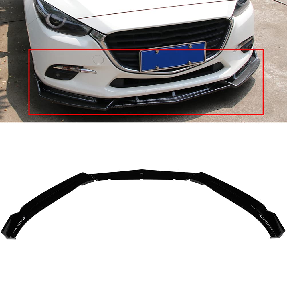 CCiYu 3PCS Front Lip Splitter Bumper PP Replacement for 2014-2019 Mazda 3 - Aggressive Style Upgrade for Enhanced Aerodynamics & Street Racing Look