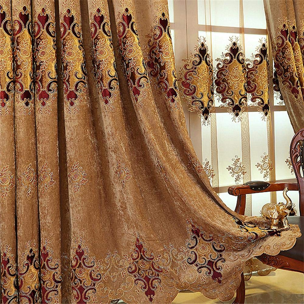 Gxi Grommet Chenille Blackout Curtains 102 Inch Long - Thermal Insulated Luxury Drapes for Bedroom & Living Room (2 Panels, 114x102 Inches, Brown) - Perfect for Noise Reduction & Energy Savings