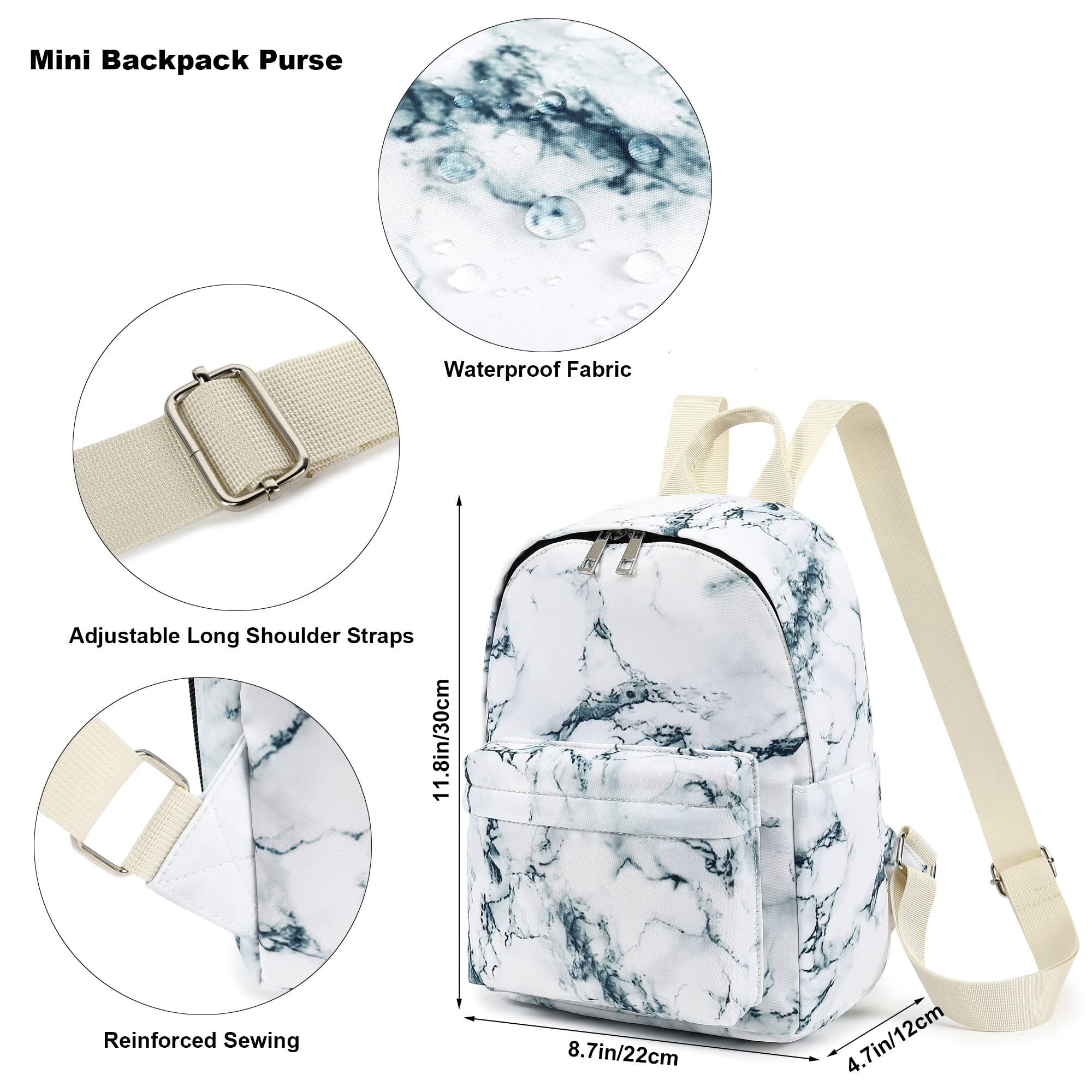 Stylish Mini Backpack for Women & Girls - Small Cute Backpack Purse for Teens, Kids School, Travel & Daily Use (Marble Pattern) - Perfect for School, Shopping, Outings & Weekend Adventures