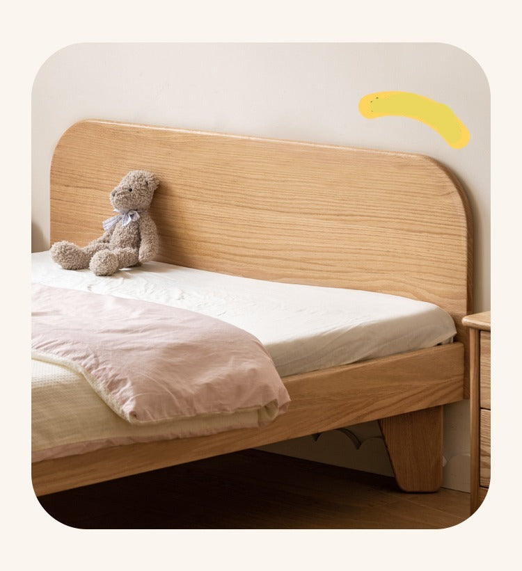 Solid Oak Wood Kids Bed - Sturdy & Safe Toddler Bed Frame for Boys & Girls - Perfect for Nursery, Bedroom, or Playroom