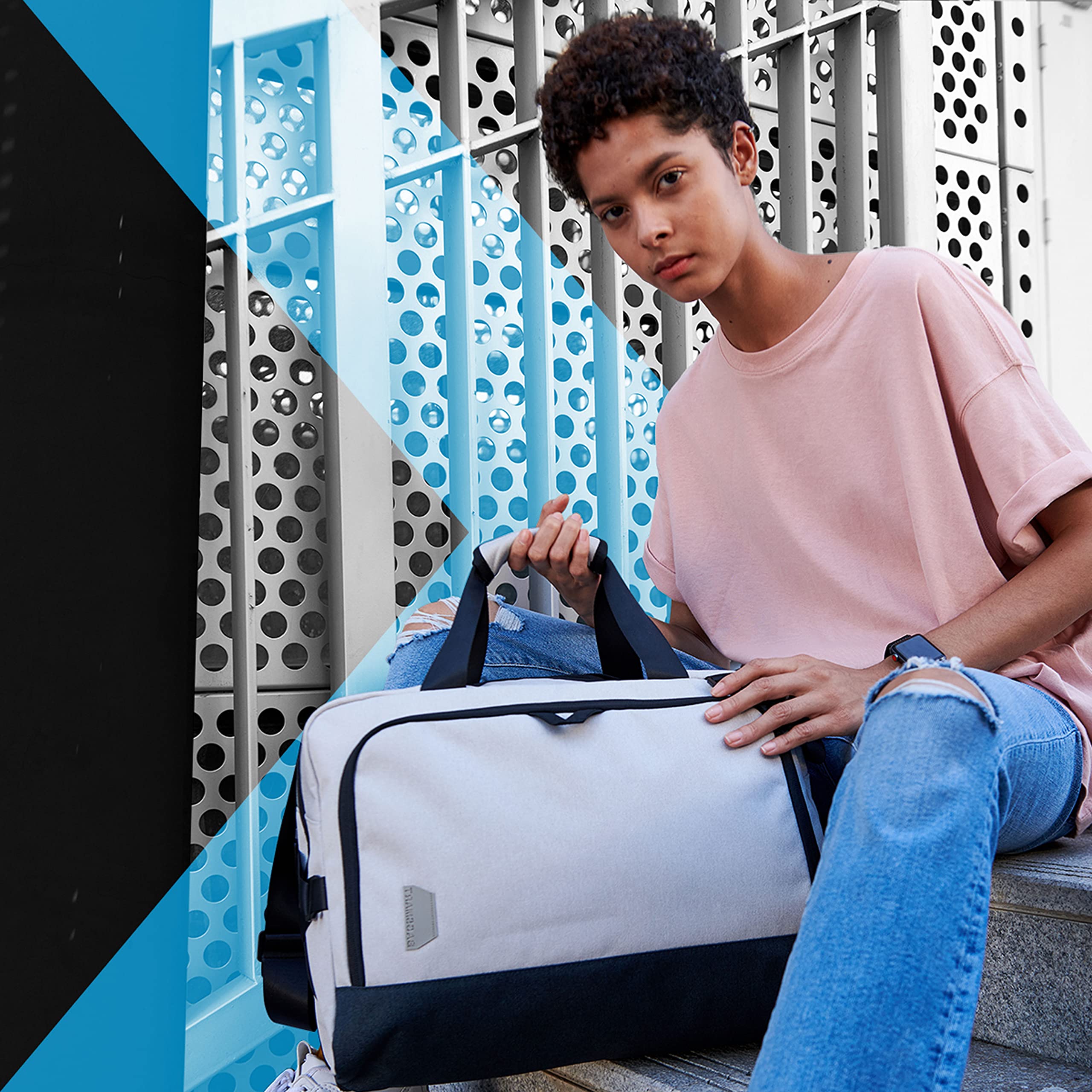 BAGSMART Expandable Travel Duffle Bag - Waterproof Anti-Theft Weekender Overnight Bag with Shoe Compartment & USB Port (Grey) - Perfect for Gym, Business Trips & Weekend Getaways