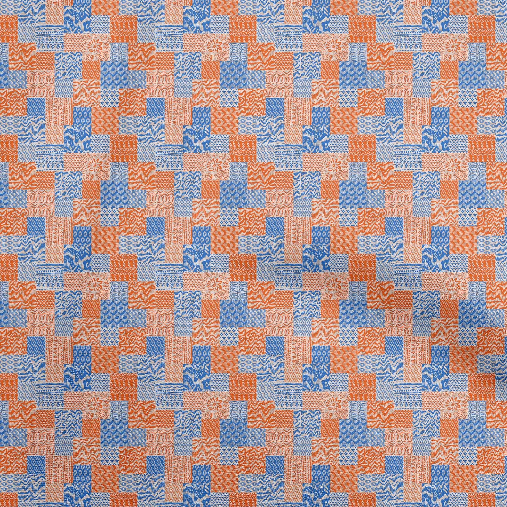 oneOone Viscose Jersey Orange Ikat Print Fabric by The Yard - 60 Inch Wide DIY Sewing Material for Dresses, Tops & Home Decor Projects