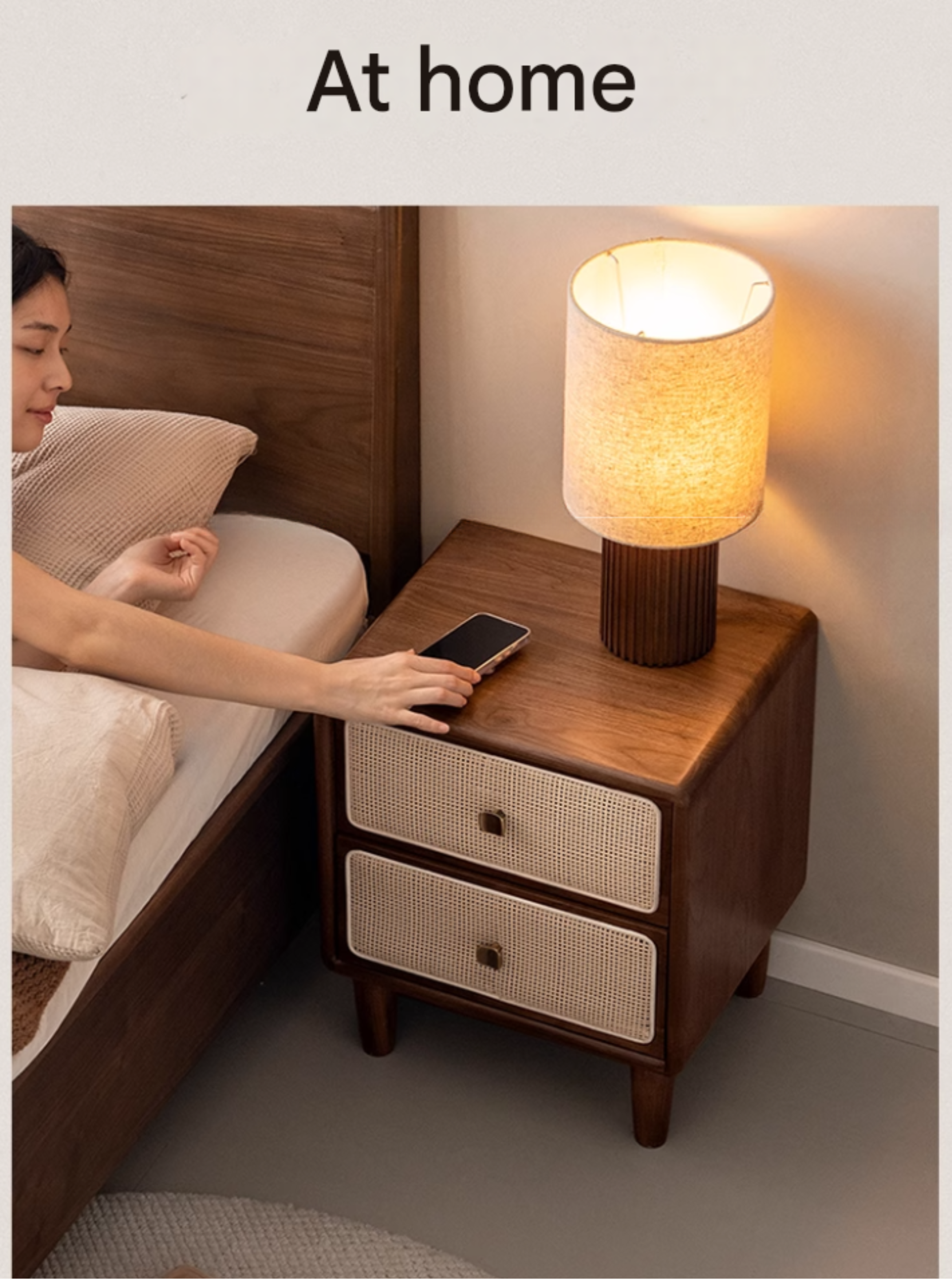 Premium Black Walnut Solid Wood Nightstand - Modern Bedside Table with Drawer for Bedroom, Living Room, or Guest Room - Durable & Stylish Home Furniture