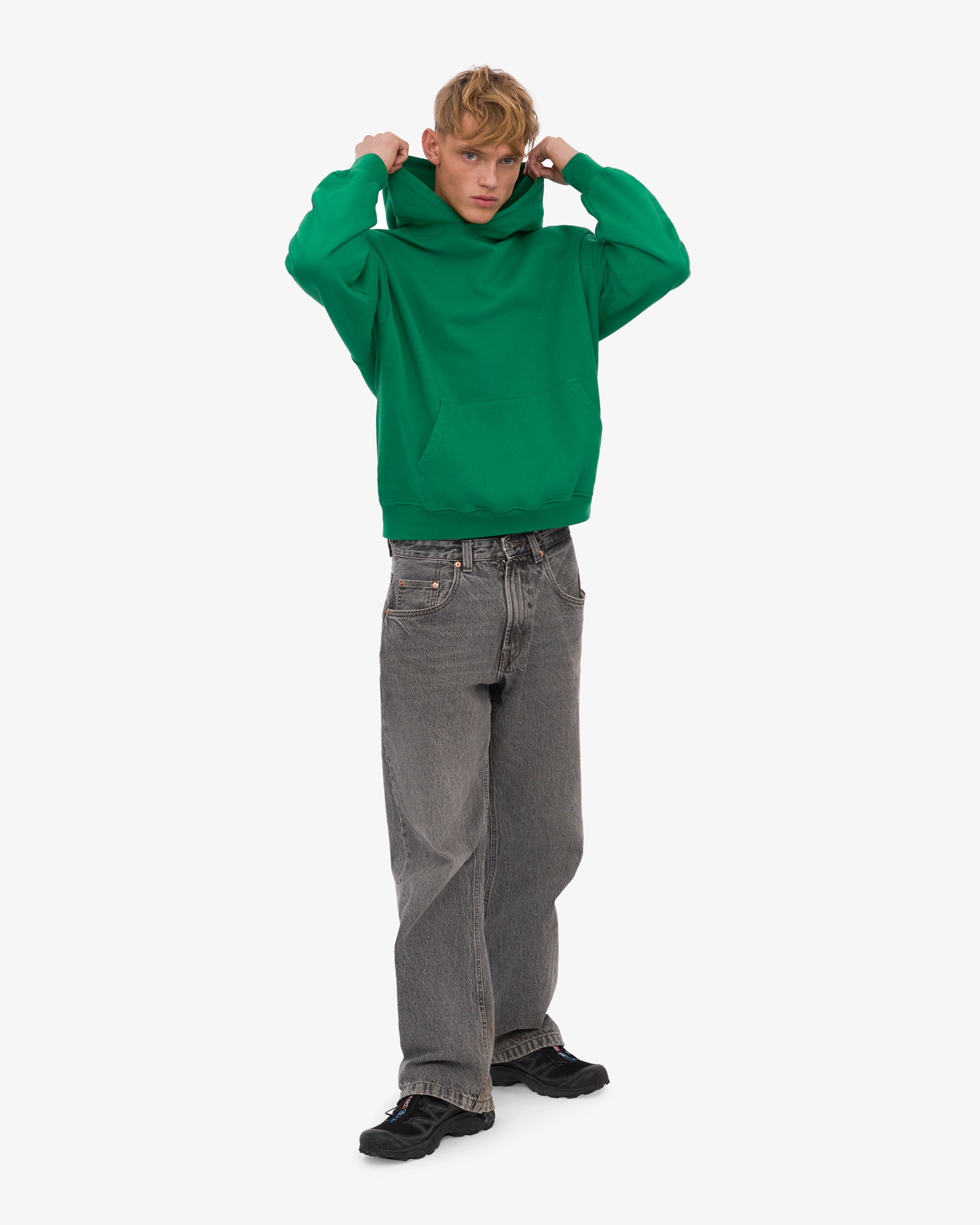 Organic Oversized Hoodie - Kelly Green | Eco-Friendly Cotton Pullover for Men & Women | Perfect for Casual Wear, Gym, and Outdoor Activities