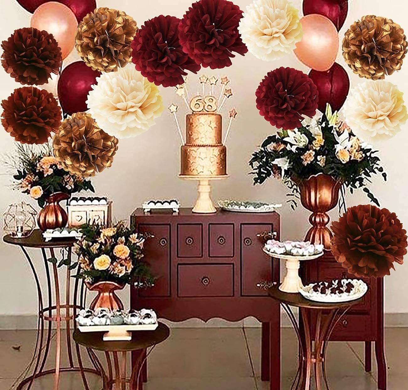 2025 Maroon & Gold Graduation Decorations | Burgundy Graduation Party Supplies | Fall Bridal Shower Decor | Maroon Gold Balloons | Elegant Birthday Party Decor for Women - Perfect for Graduation Ceremonies, Fall Weddings & Birthday Celebrations