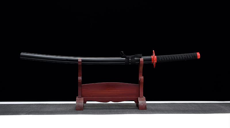 Handmade Japanese Anime Sword - 1045 Carbon Steel Black Blade with Sharp Edge - Perfect for Cosplay, Collecting, and Display
