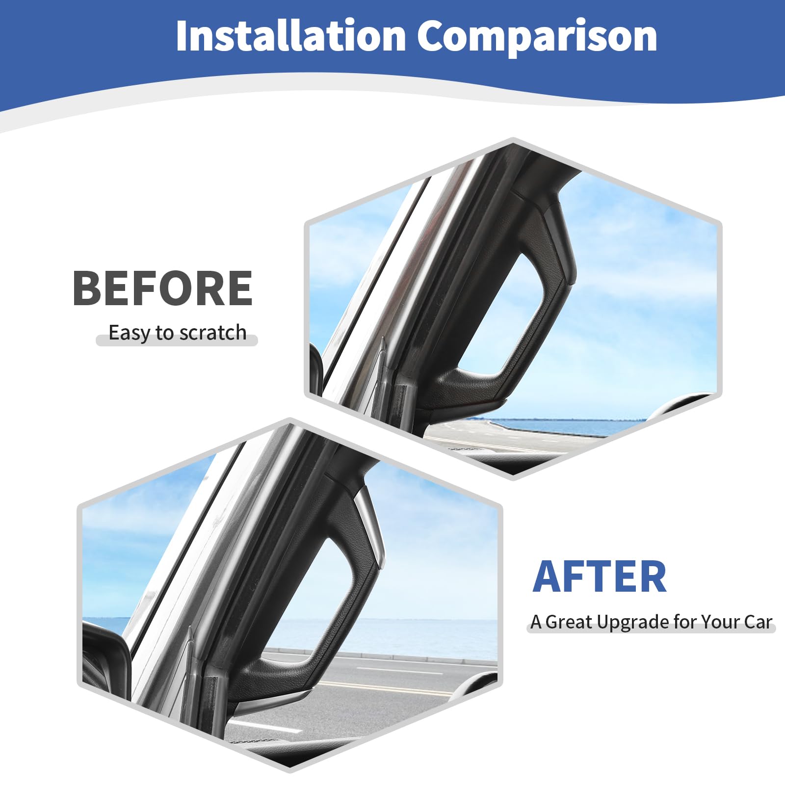 RT-TCZ Silver A/B Pillar Grab Handle Covers for Jeep Wrangler JL JLU & Gladiator JT (2018-2023) - Interior Accessories for Enhanced Grip & Style - Perfect for Off-Roading & Daily Commutes