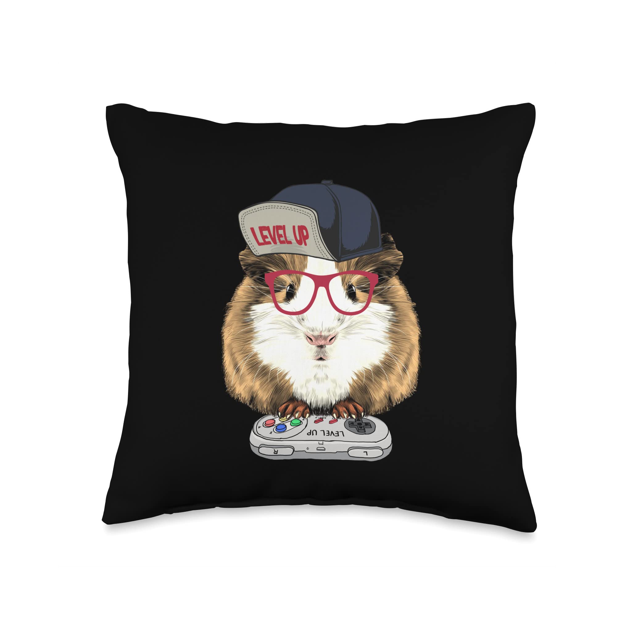 Guinea Pig Video Game Wildlife Animal Throw Pillow - Cute Gamer Decor for Bedroom, Living Room & Gaming Setup