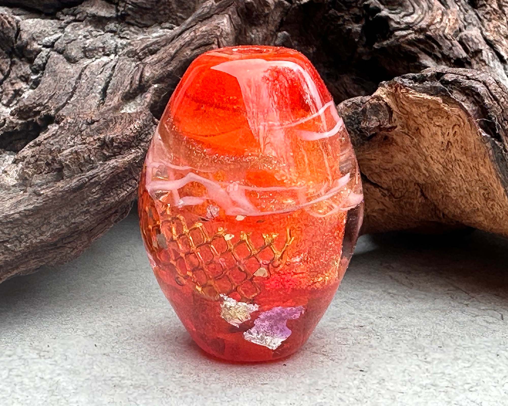 Handmade Orange Treasure Lampwork Glass Focal Bead for Jewelry Making - Perfect for Necklaces, Bracelets & DIY Craft Projects