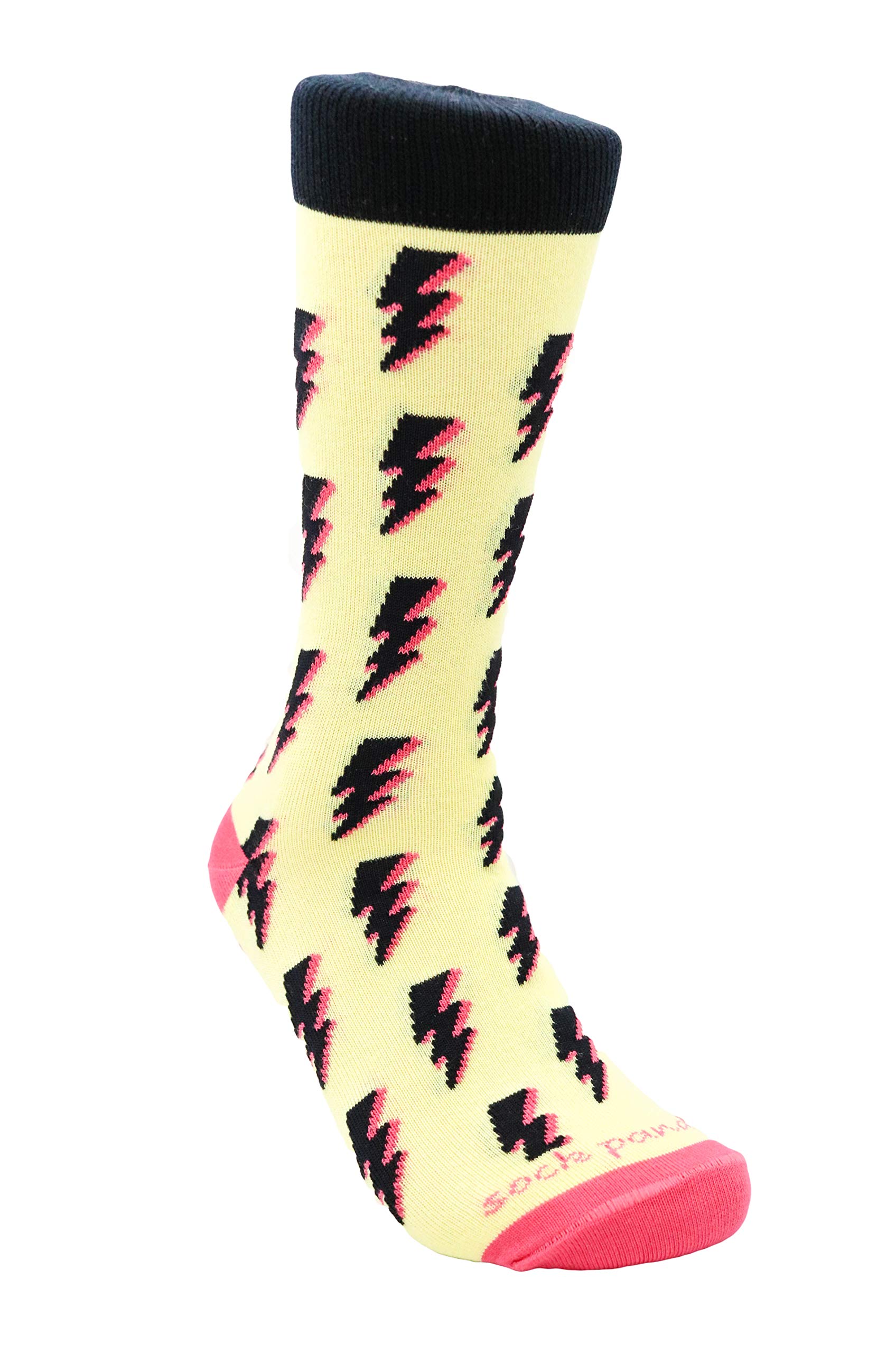 Lightning Bolt Pattern Crew Socks for Men & Women - Comfortable Cotton Blend Ankle Socks - Perfect for Running, Gym & Casual Wear (Medium)