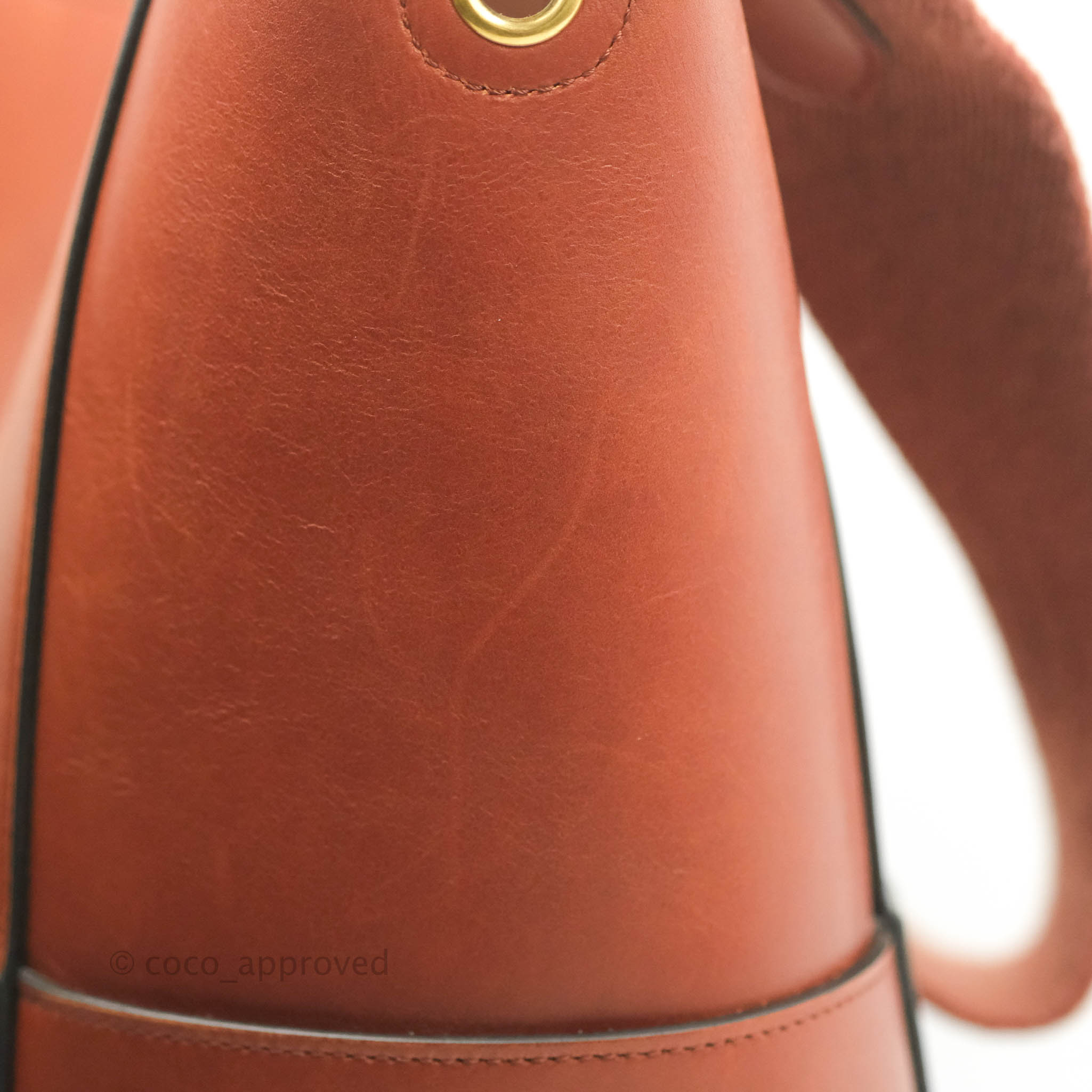 Celine Sangle Bucket Bag in Genuine Calfskin Leather - Brick Red with Gold Hardware | Luxury Shoulder Bag for Women, Perfect for Work, Travel & Everyday Use