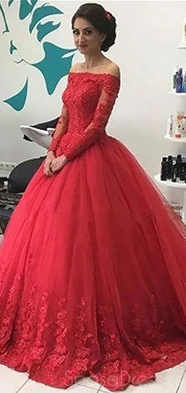 Elegant Off Shoulder Long Sleeve Prom Dress for Sweet 16 & Formal Events - Flowy A-Line Gown for Homecoming, Quinceañera & Special Occasions