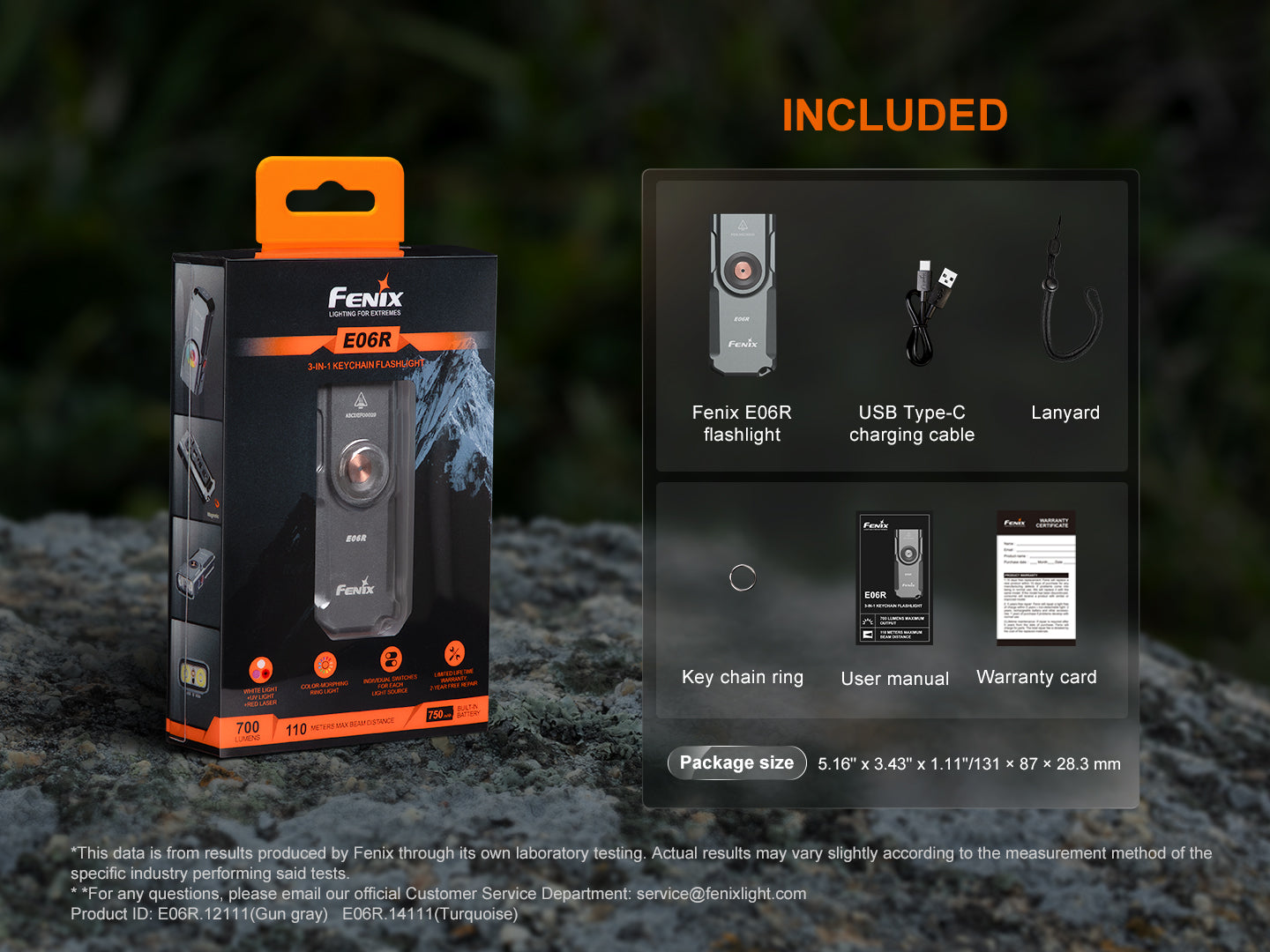 Fenix E06R Keychain Flashlight - Compact, Rechargeable with White, UV, and Red Laser Lights - Perfect for Outdoor, Emergency, and Everyday Carry (EDC)