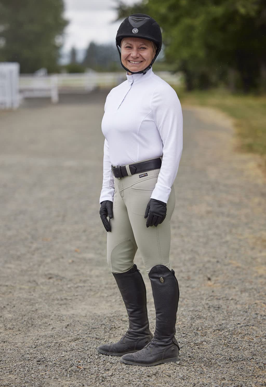 Kerrits Women's Petite Crossover II Knee Patch Riding Breeches – Durable Equestrian Pants with Pockets for Year-Round Horseback Riding | Perfect for Dressage, Show Jumping & Trail Riding