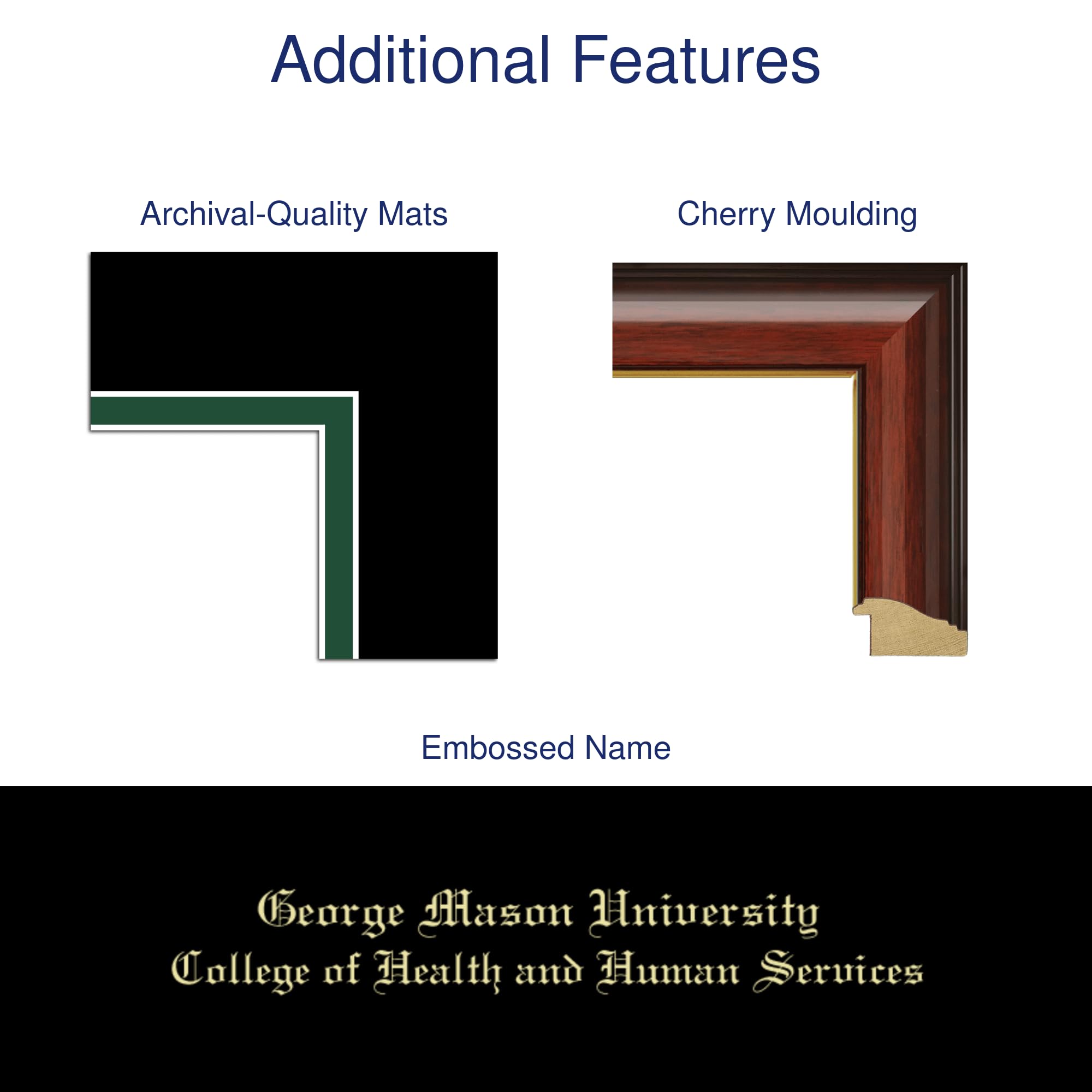 George Mason University College of Health and Human Services Diploma Frame 10x14 Inches - Gold Engraved Medallion Display for Bachelor's, Master's & PhD Degrees - Perfect for Office, Home or Graduation Gifts