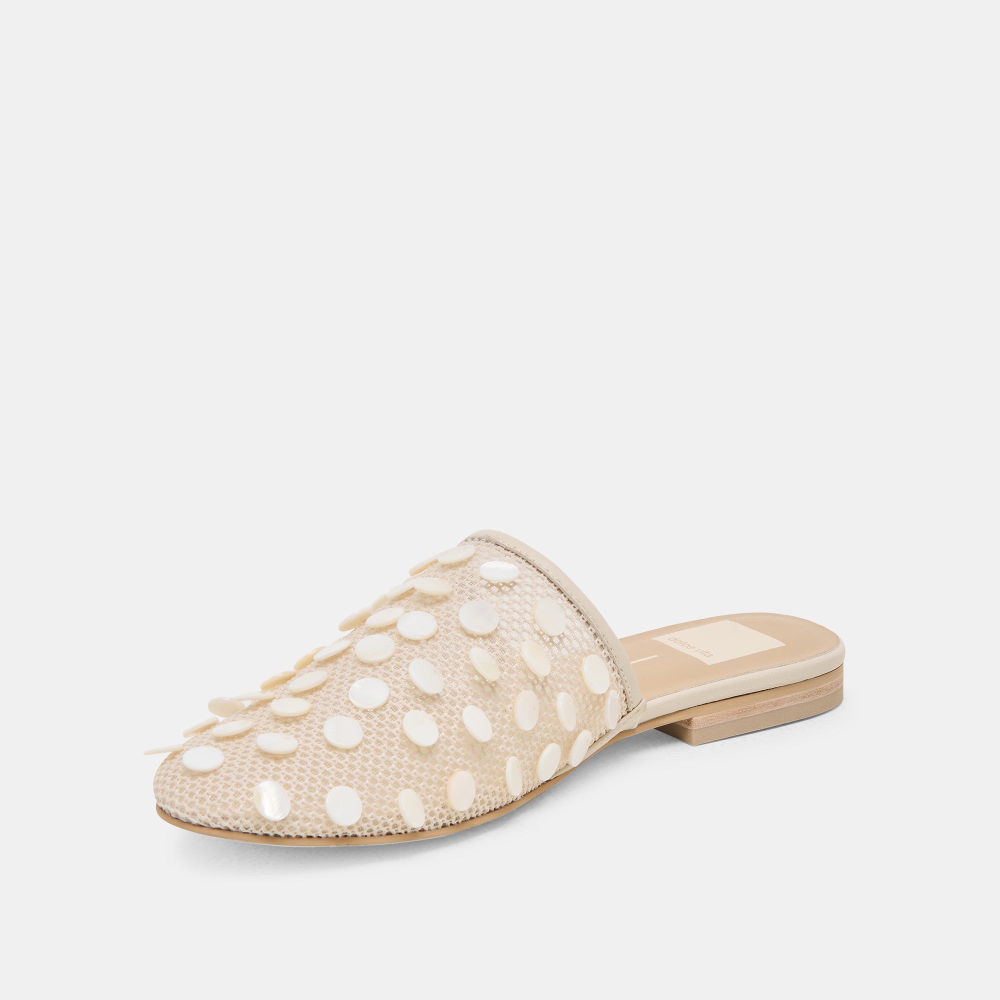 ROVA BEAD FLATS IVORY DISC MESH - Stylish Women's Sandals for Summer, Beach, and Casual Outfits
