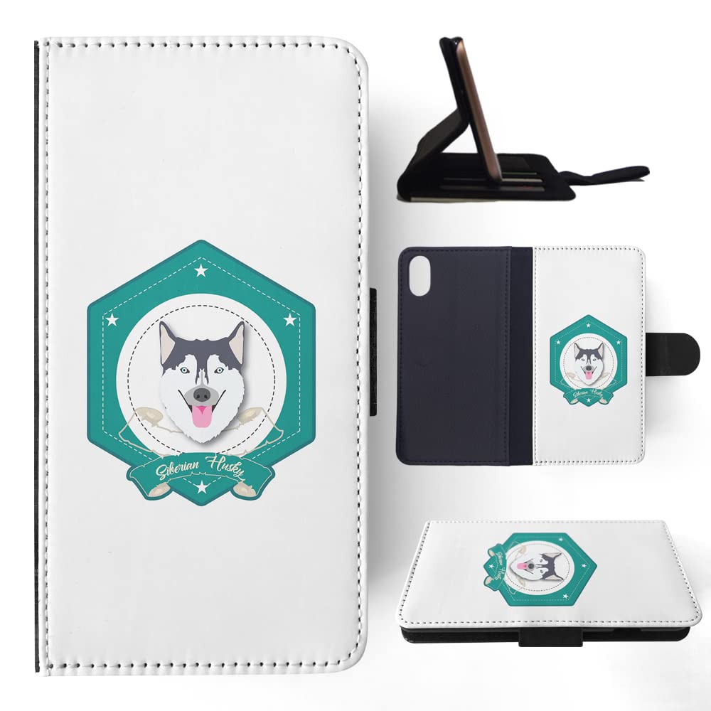Durable Siberian Husky Dog 19 FLIP Wallet Phone Case for Apple iPhone X & iPhone Xs - Stylish Protective Cover with Card Slots for Everyday Use & Travel