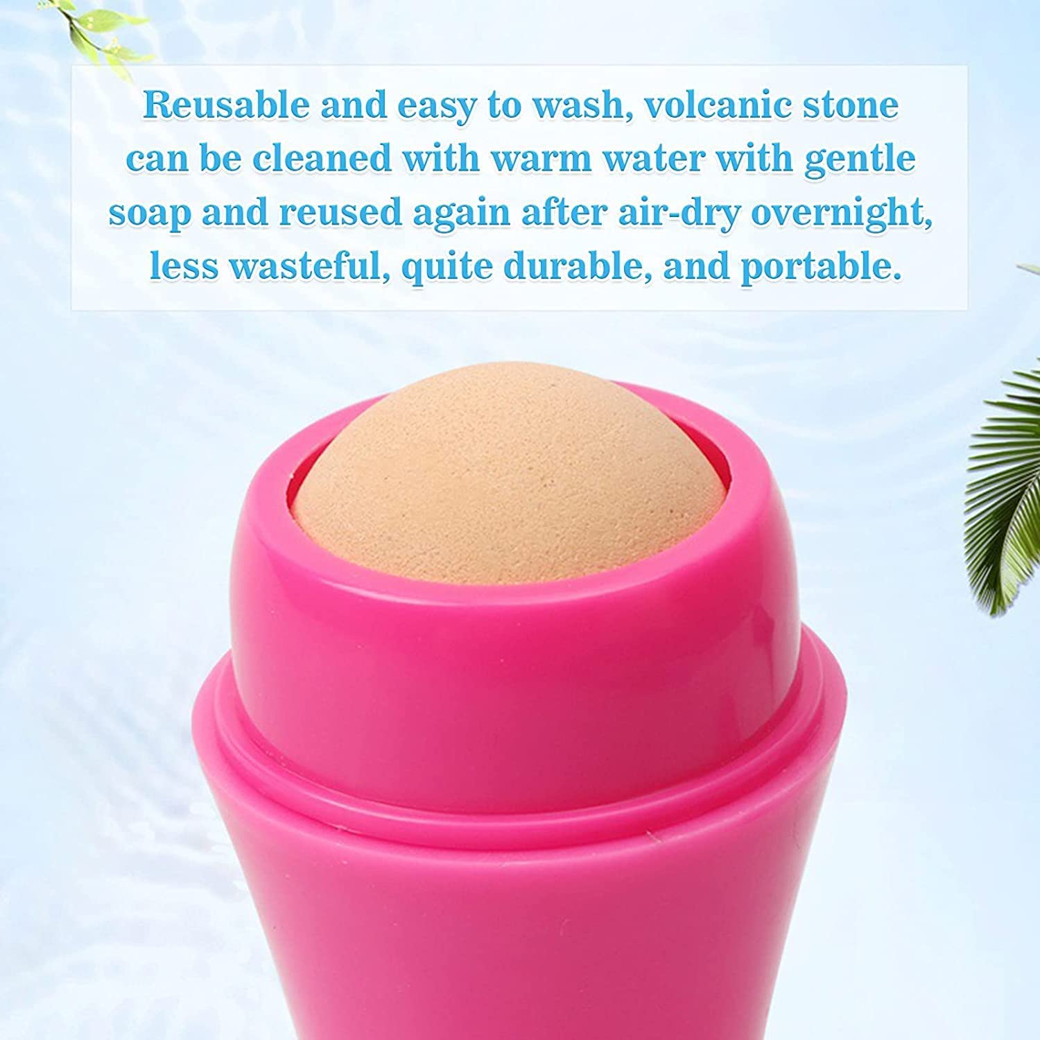 PAVITYAKSH Volcanic Stone Face Roller for Oily Skin - Reusable Oil Absorbing Facial Roller with Makeup Sponge | Reduces Shine & Controls Excess Oil | Perfect for Daily Skincare, Makeup Prep & On-The-Go Touch Ups